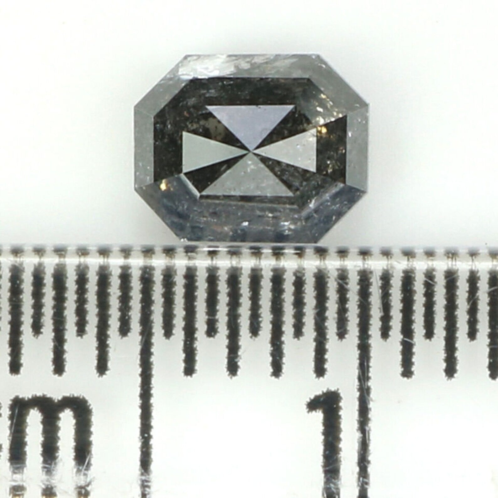 0.63 CT Natural Loose Emerald Shape Diamond Salt And Pepper Emerald Cut Diamond 5.45 MM Black Grey Color Emerald Rose Cut Diamond NQ1372