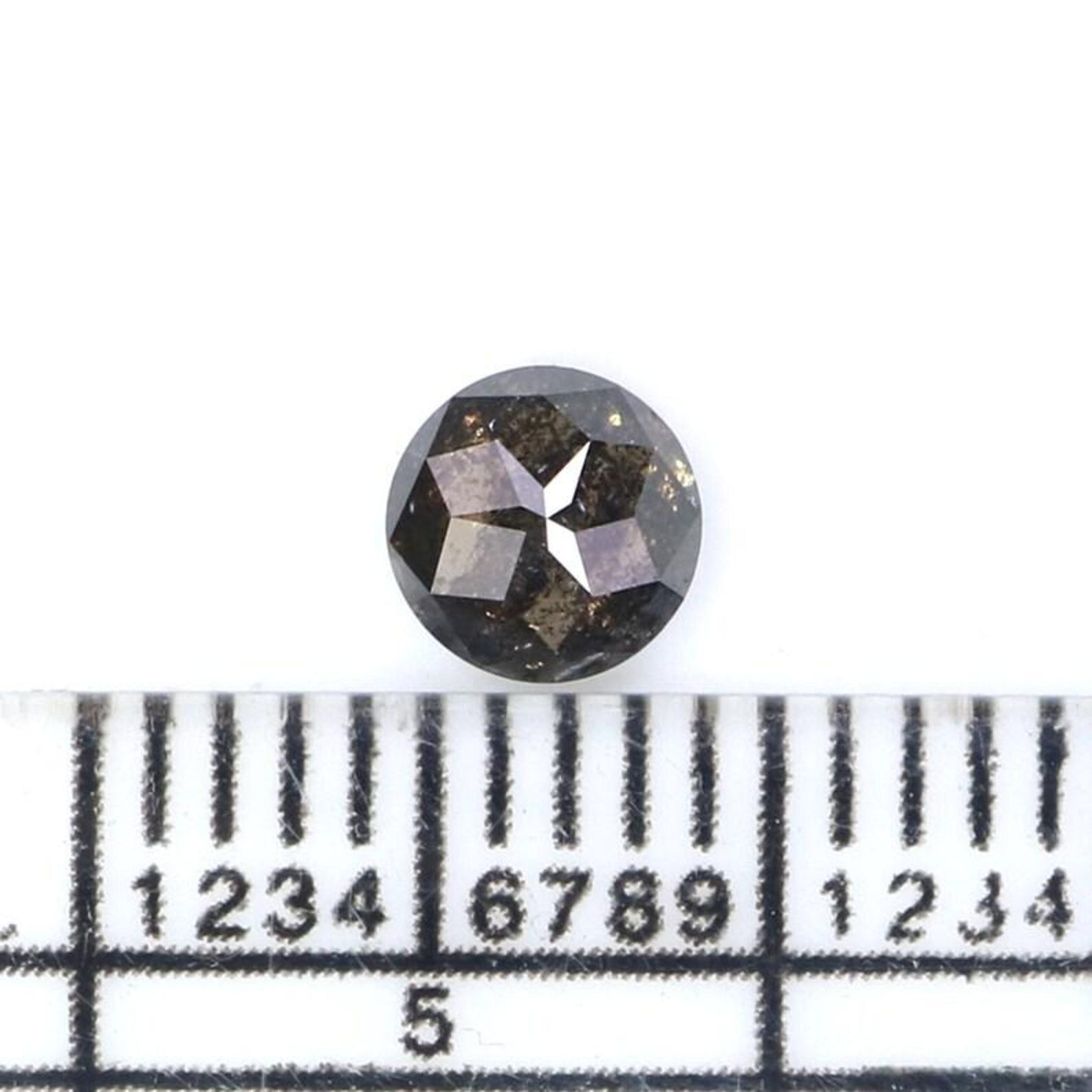 0.46 Ct Natural Loose Round Shape Diamond Salt And Pepper Round Cut Diamond 4.65 MM Natural Black Gray Color Round Rose Cut Diamond NQ2313