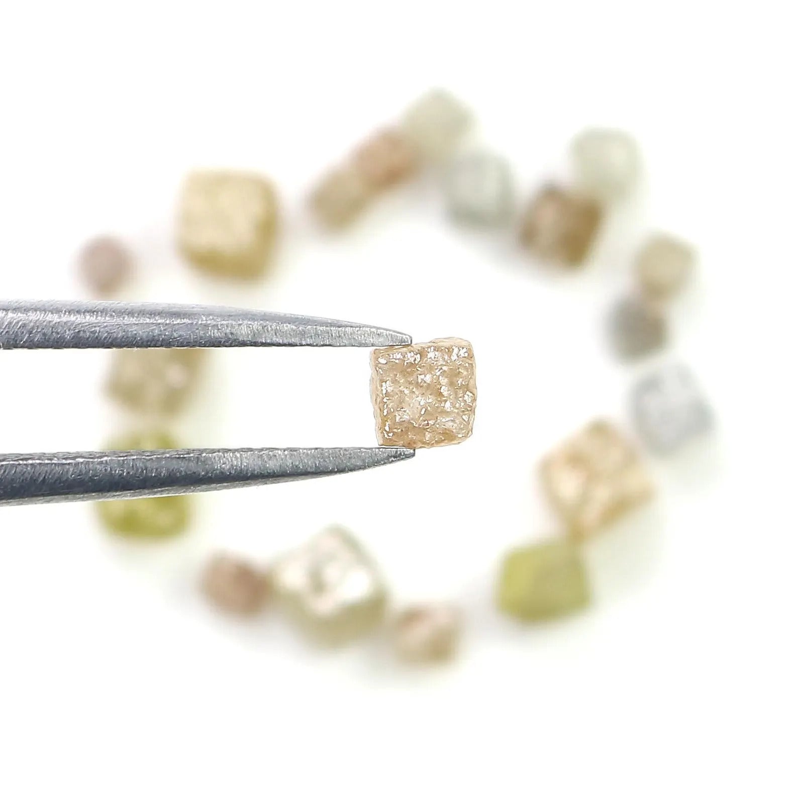 Natural Loose Rough Cube Shape Diamond Mix Color Diamond 2.00 to 4.00 MM 10 PCS Scoop Undrilled Uncut Rough Cube Irregular Cut Diamond Q126