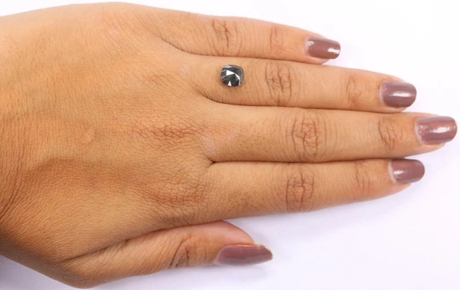 1.41 CT Natural Loose Cushion Shape Diamond Salt And Pepper Cushion Cut Diamond 6.80 MM Natural Black Color Cushion Rose Cut Diamond NQ9062