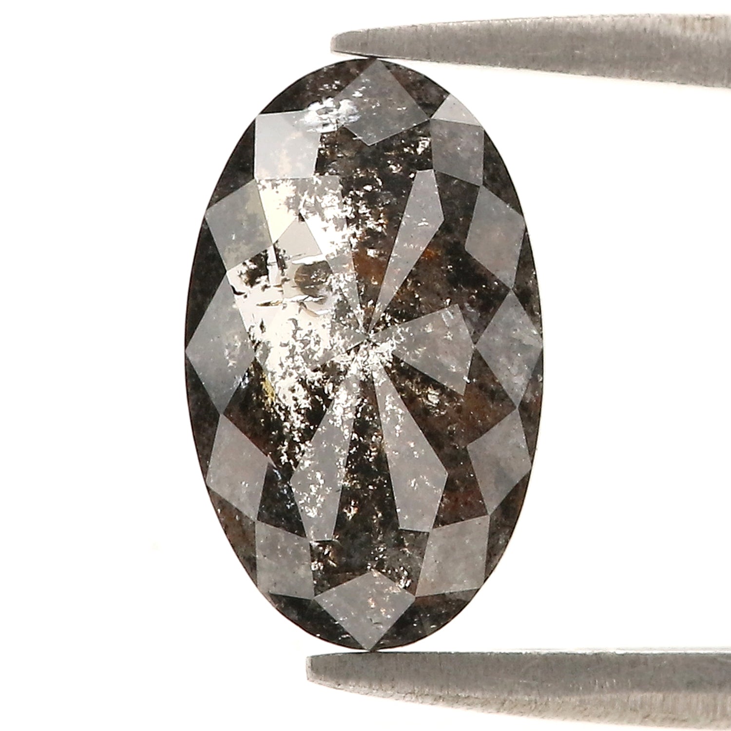 2.60 CT Natural Loose Oval Shape Diamond Salt And Pepper Oval Diamond 11.70 MM Natural Loose Black Grey Color Oval Rose Cut Diamond L3406