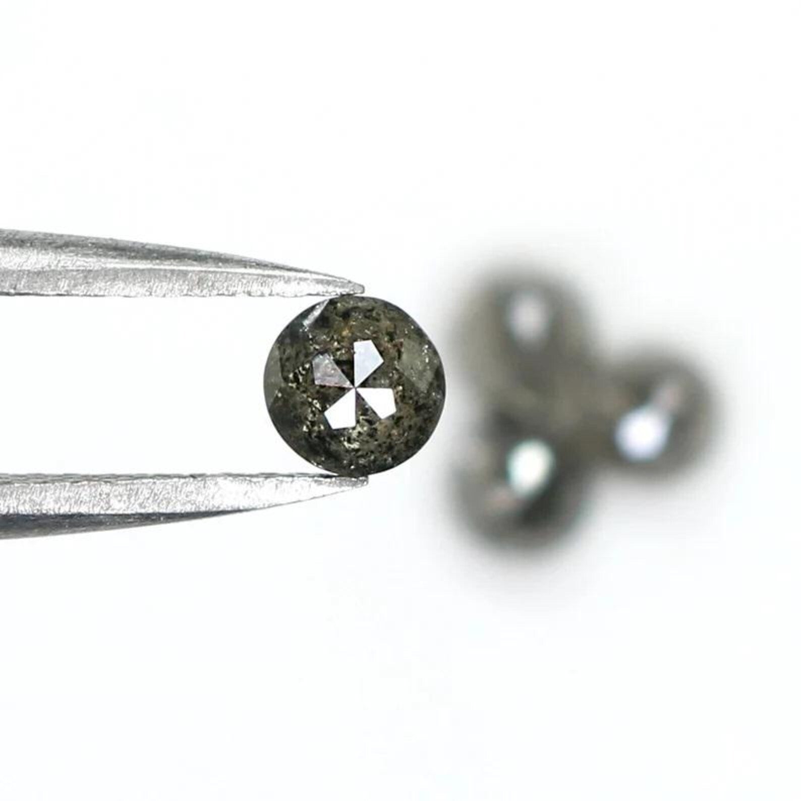 1.35 CT Natural Loose Round Shape Diamond Salt And Pepper Round Diamond 3.70 MM Natural Loose Black Grey Color Round Rose Cut Diamond NQ7562