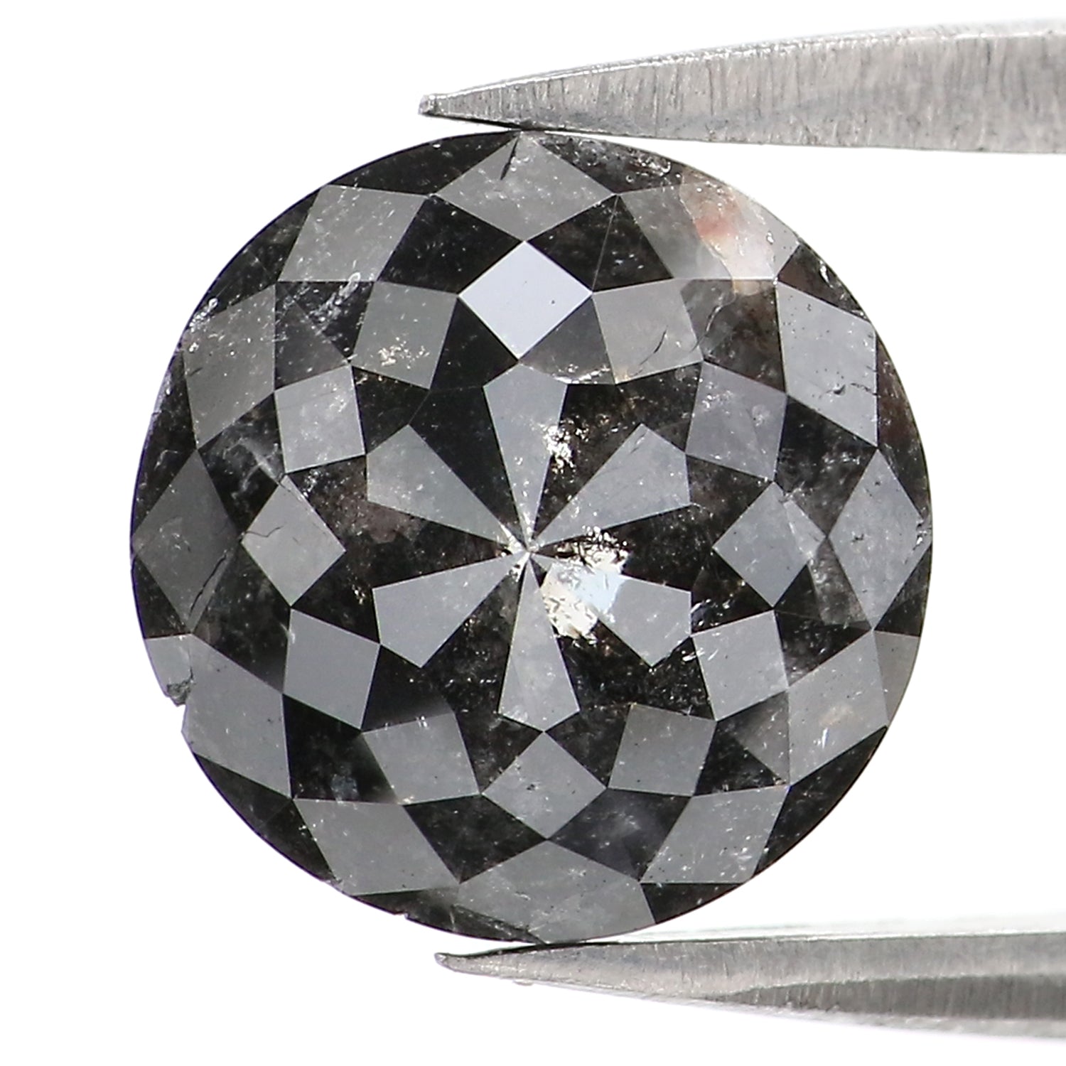 2.97 Ct Natural Loose Round Rose Cut Diamond Black Grey Color Rose Cut Diamond 8.85 MM Natural Loose Salt And Pepper Rose Cut Diamond QL064