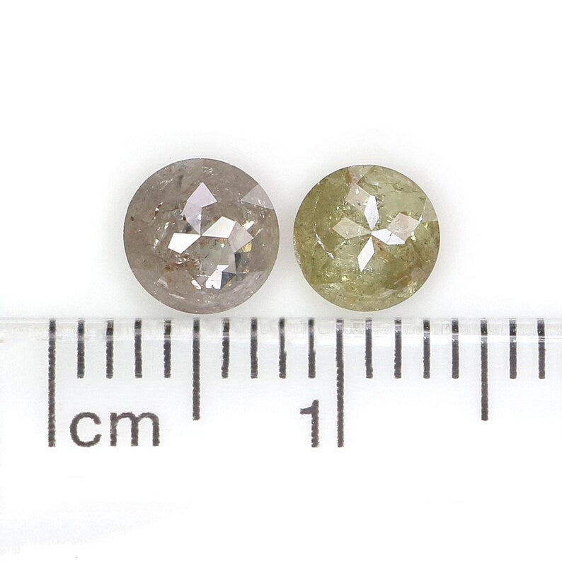 1.13 CT Natural Loose Round Rose Cut Pair Diamond Grey Color Round Shape Diamond 5.10 MM Natural Green Color Round Rose Cut Diamond NQ1956