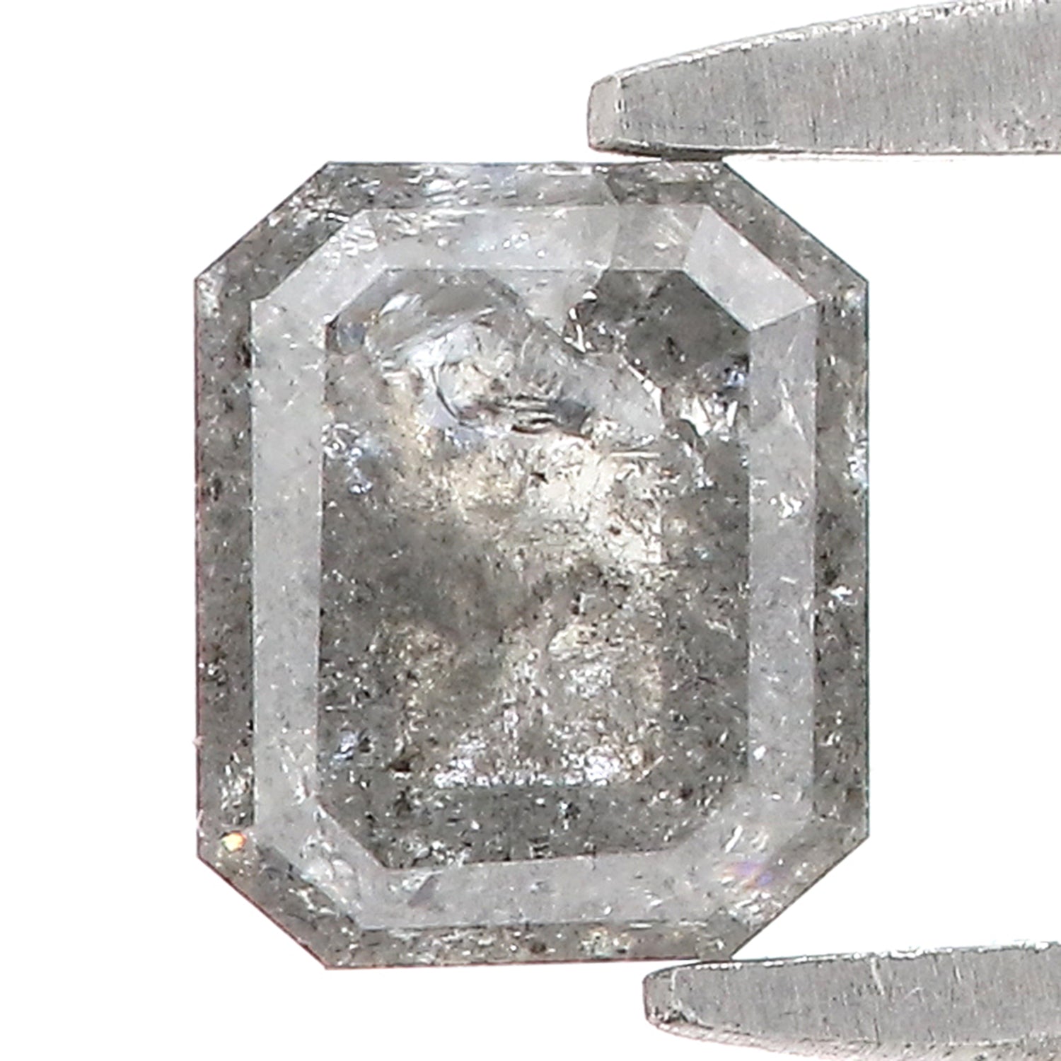 0.89 CT Natural Loose Emerald Shape Diamond Salt And Pepper Emerald Cut Diamond 5.50 MM Natural Black Grey Emerald Rose Cut Diamond LQ1220