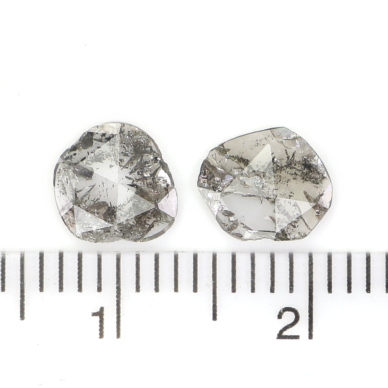 0.82 CT Natural Loose Slice Shape Diamond Salt And Pepper Slice Uncut Diamond 7.05 MM Natural Black Grey Diamond Irregular Cut Diamond L3562