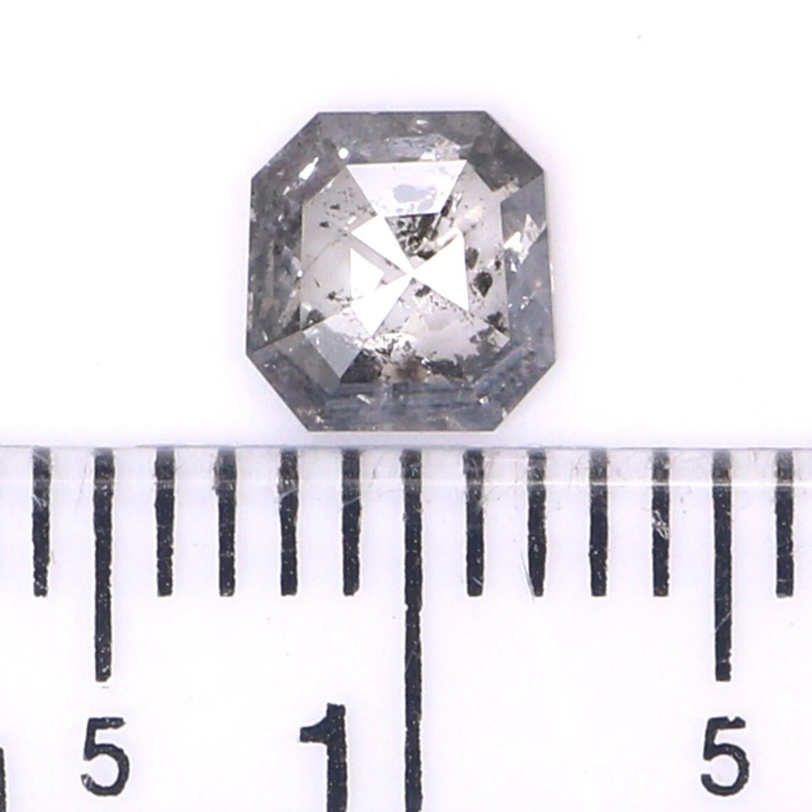 0.48 CT Natural Loose Radiant Diamond Salt And Pepper Diamond 5.20 MM Natural Loose Black Grey Diamond Radiant Rose Cut Diamond NQ7214