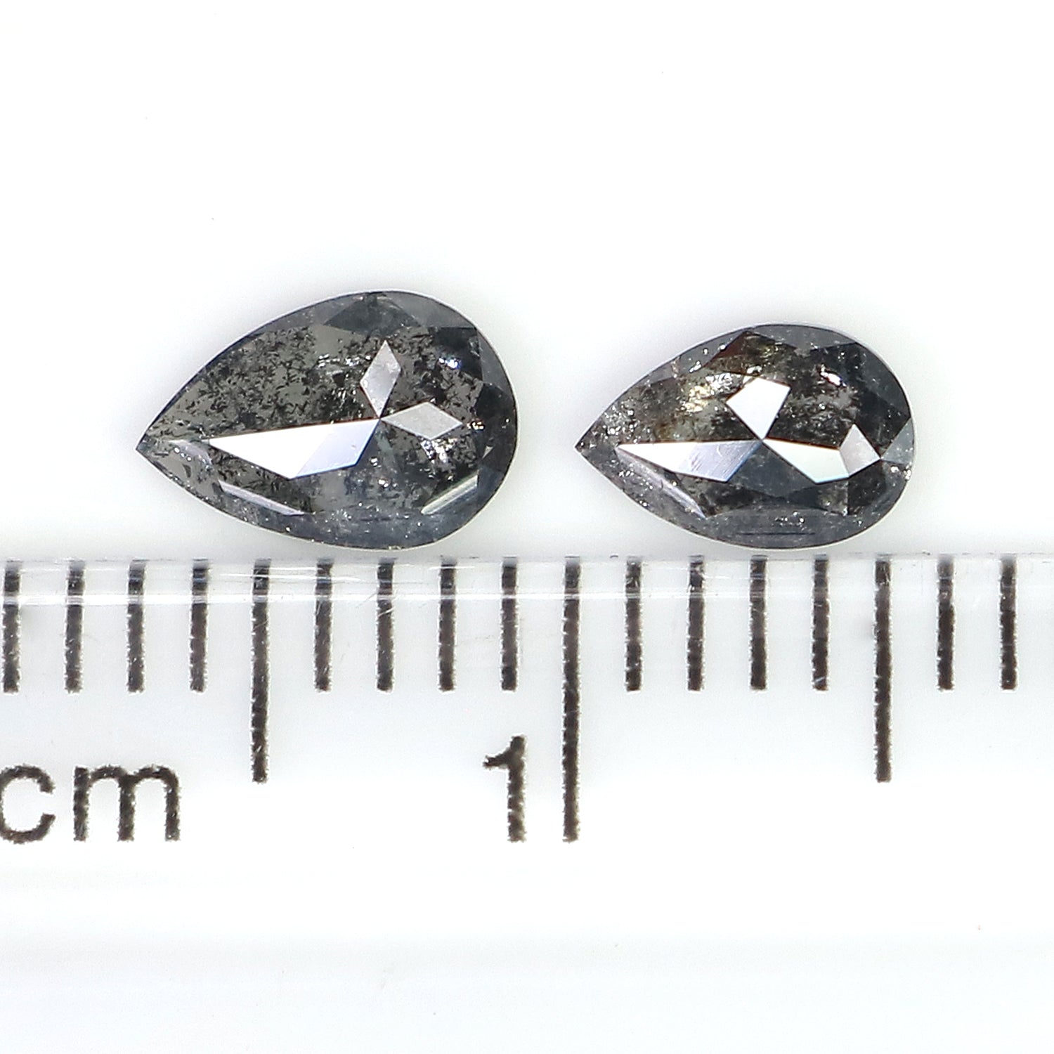 0.65 CT Natural Loose Pear Cut Pair Diamond Salt And Pepper Pear Shape Diamond 5.45 MM Natural Black Grey Color Pear Rose Cut Diamond LQ2456