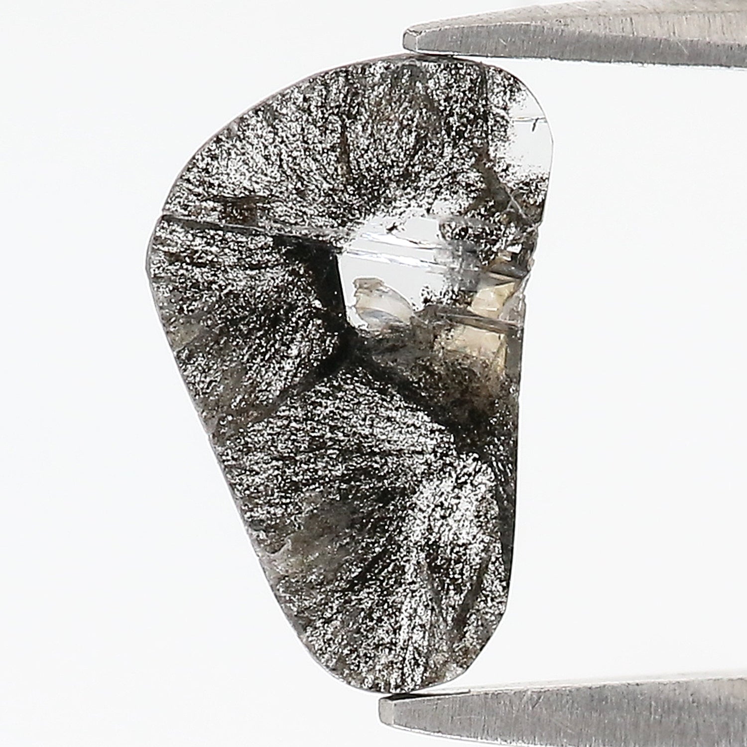 0.78 CT Natural Loose Slice Shape Diamond Salt And Pepper Slice Cut Diamond 11.65 MM Natural Black Grey Diamond Irregular Cut Diamond N2617