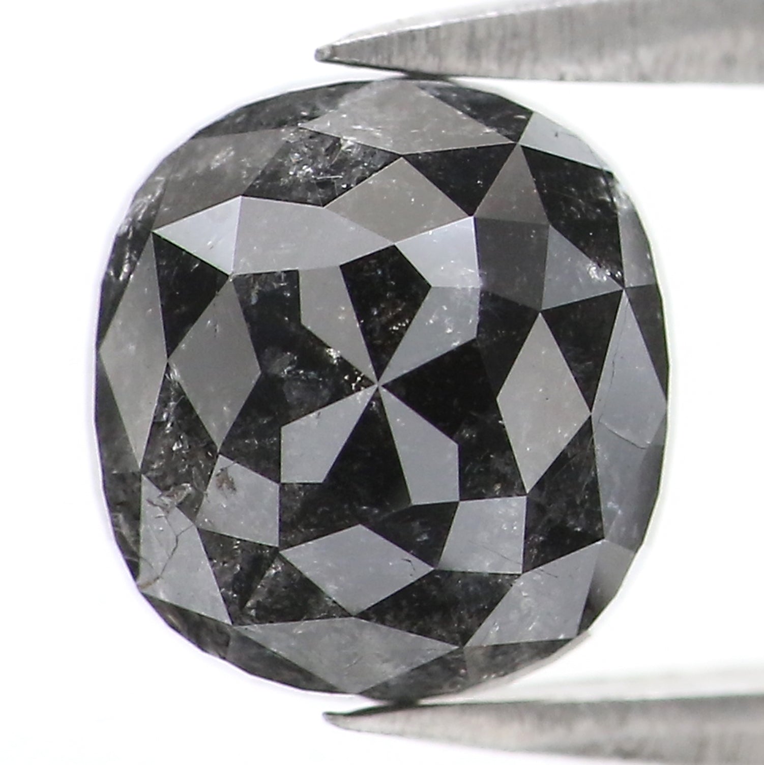 2.66 CT Natural Loose Cushion Shape Diamond Salt And Pepper Cushion Shape Diamond 7.60 MM Black Grey Color Cushion Rose Cut Diamond LQ2835