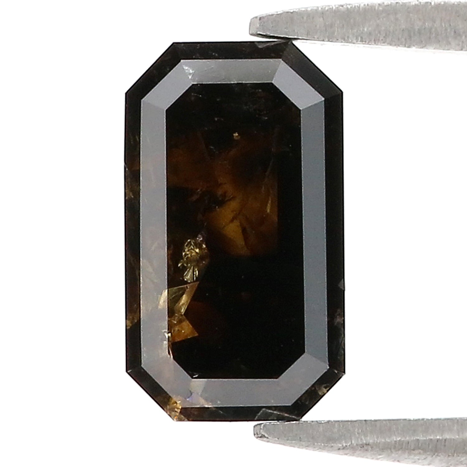 2.16 CT Natural Loose Emerald Shape Diamond Black Color Emerald Cut Diamond 10.10 MM Natural Brown Diamond Emerald Rose Cut Diamond LQ3372