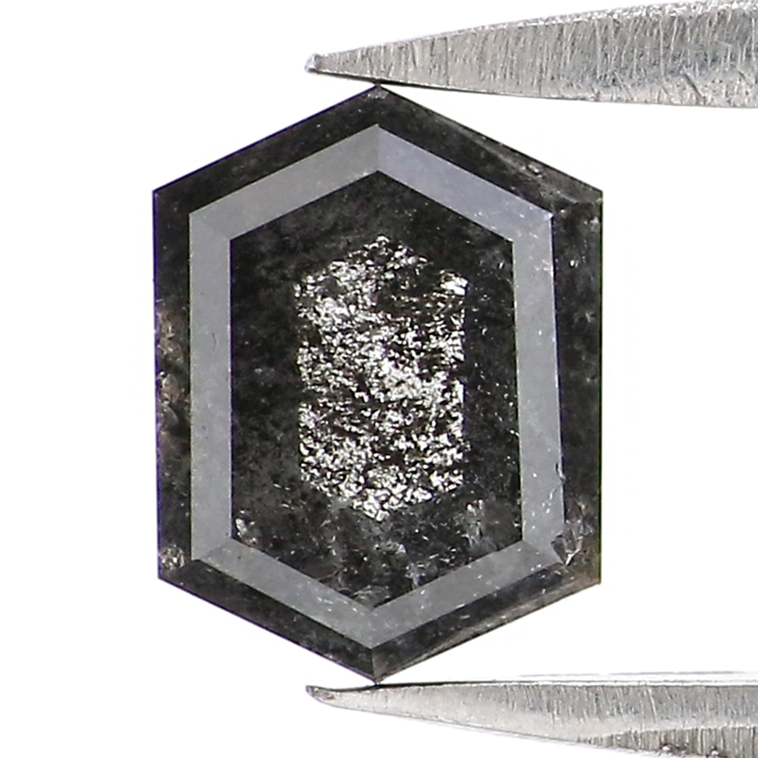 0.85 CT Natural Loose Hexagon Shape Diamond Salt And Pepper Hexagon Diamond 6.60 MM Black Grey Color Hexagon Shape Rose Cut Diamond LQ2966