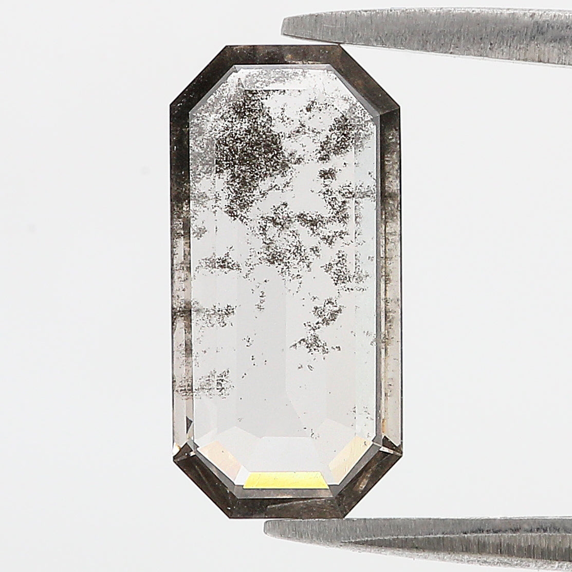 2.05 CT Emerald Rose Cut Salt And Pepper Lab Grown 13.55 MM Loose Diamond CVD Fancy Black Grey Color Lab Created Antique Cut Diamonds N2630