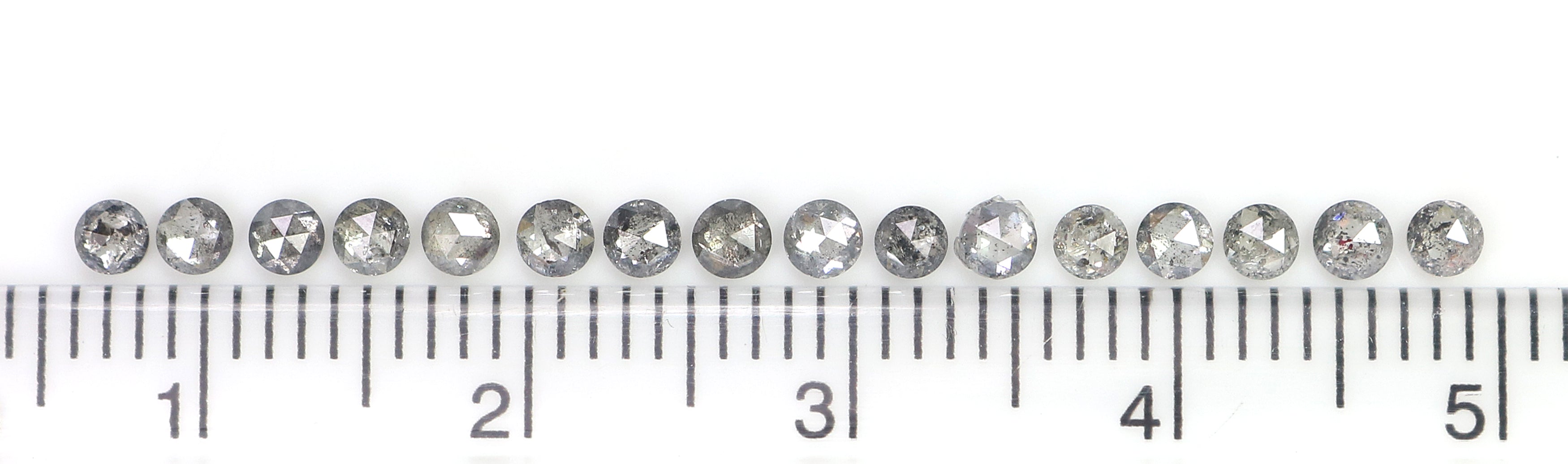 0.96 Ct Natural Loose Round Rose Cut Diamond Salt And Pepper Round Cut Diamond 2.30 MM Natural Black Grey Color Round Rose Cut Diamond L1553