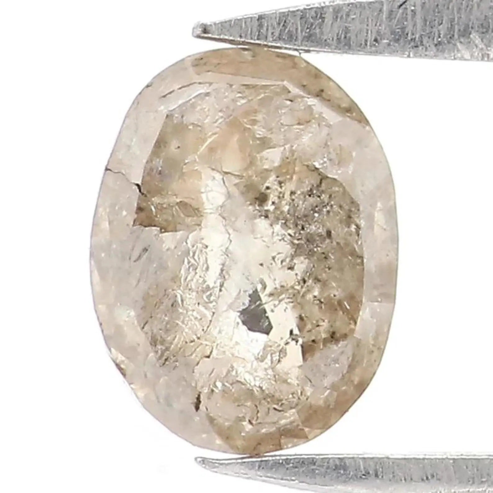 0.57 CT Natural Loose Oval Shape Diamond Salt And Pepper Oval Diamond 6.05 MM Natural Loose Black Grey Color Oval Rose Cut Diamond NQ2359