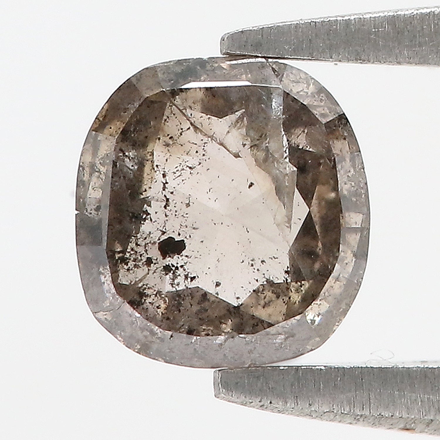 0.76 CT Natural Loose Cushion Shape Diamond Salt And Pepper Cushion Shape Diamond 5.65 MM Black Grey Color Cushion Rose Cut Diamond QL533