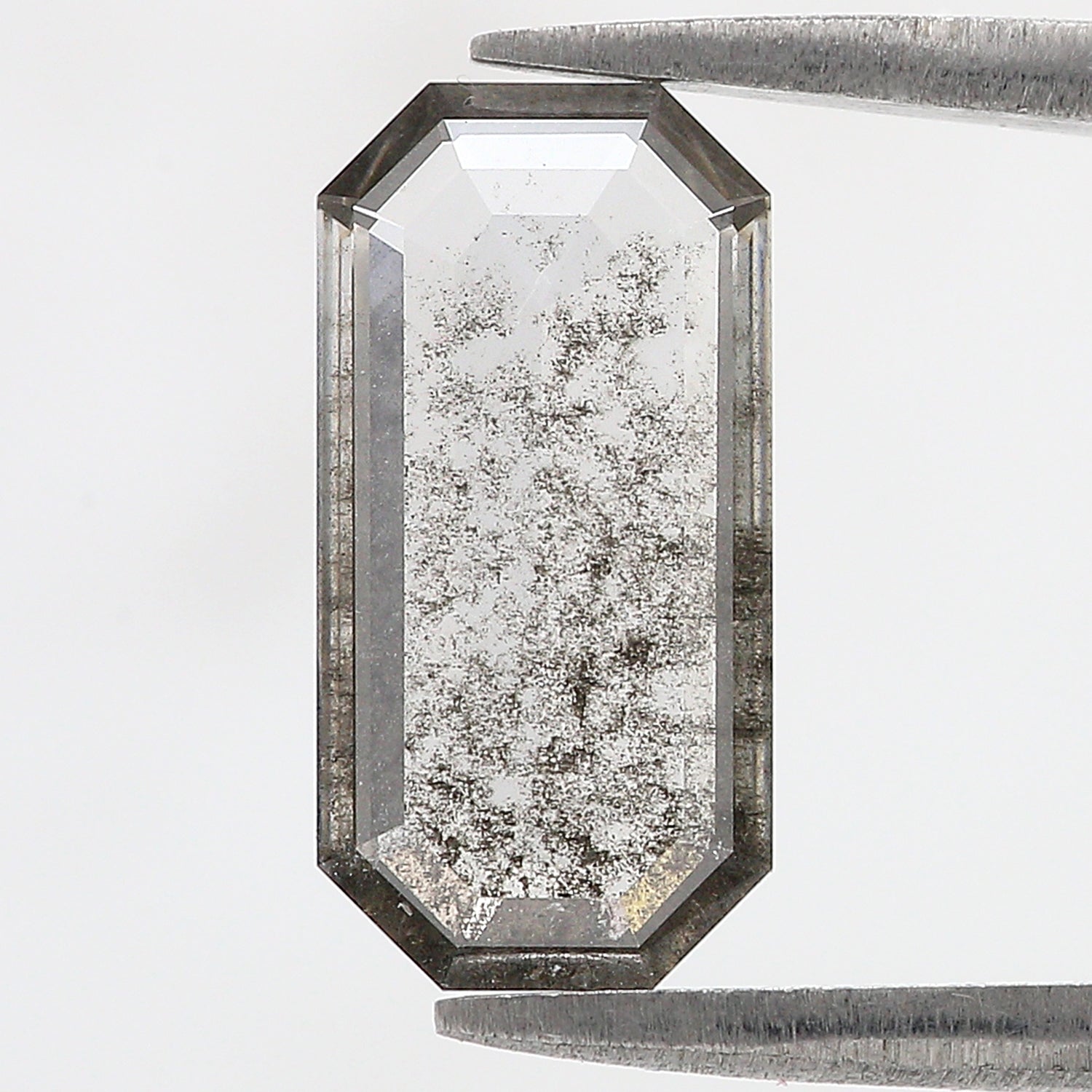 2.70 CT Emerald Rose Cut Salt And Pepper Lab Grown 14.45 MM Loose Diamond CVD Fancy Black Grey Color Lab Created Antique Cut Diamonds L3519