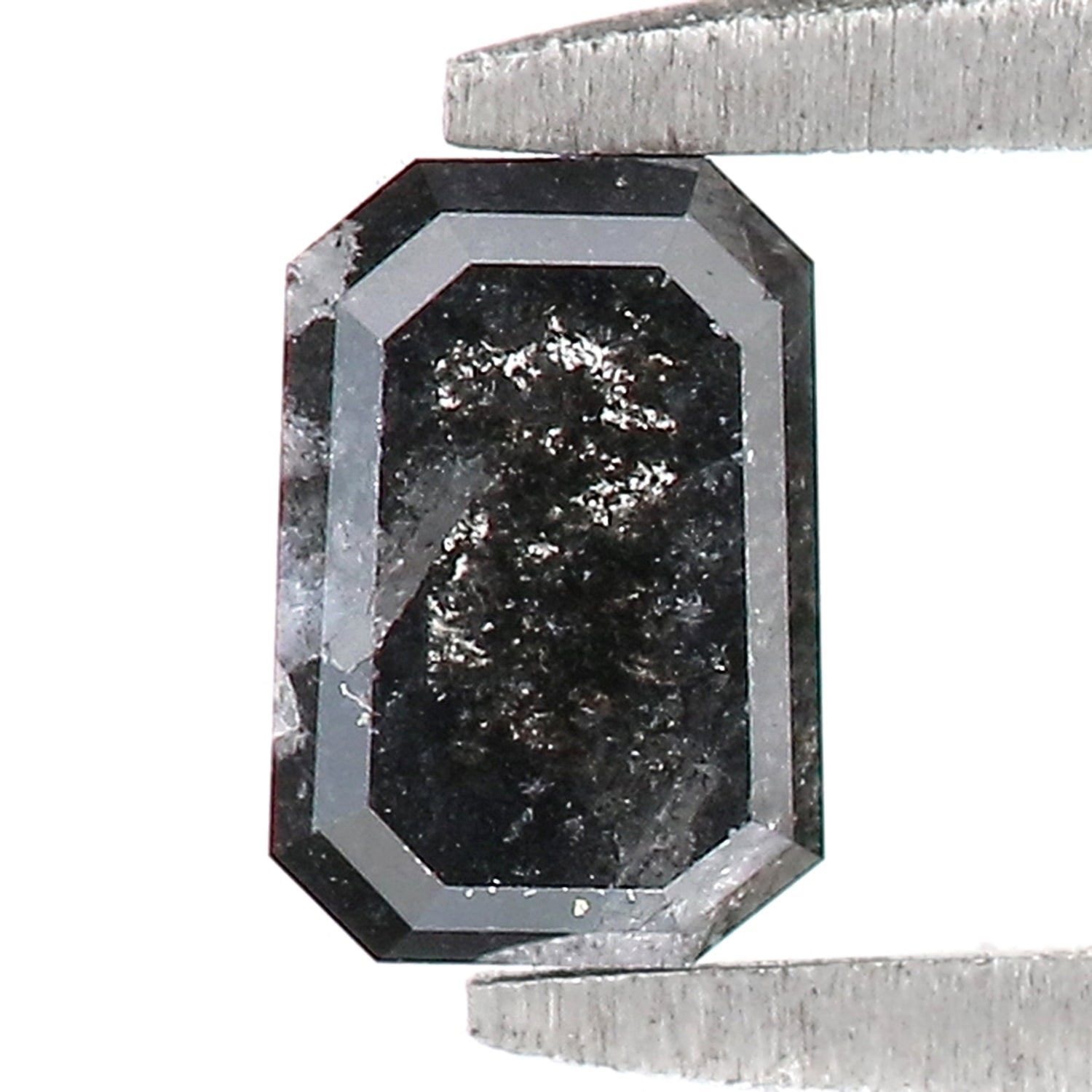 0.49 CT Natural Loose Emerald Shape Diamond Salt And Pepper Emerald Shape Diamond 4.90 MM Black Grey Color Emerald Rose Cut Diamond QL5359