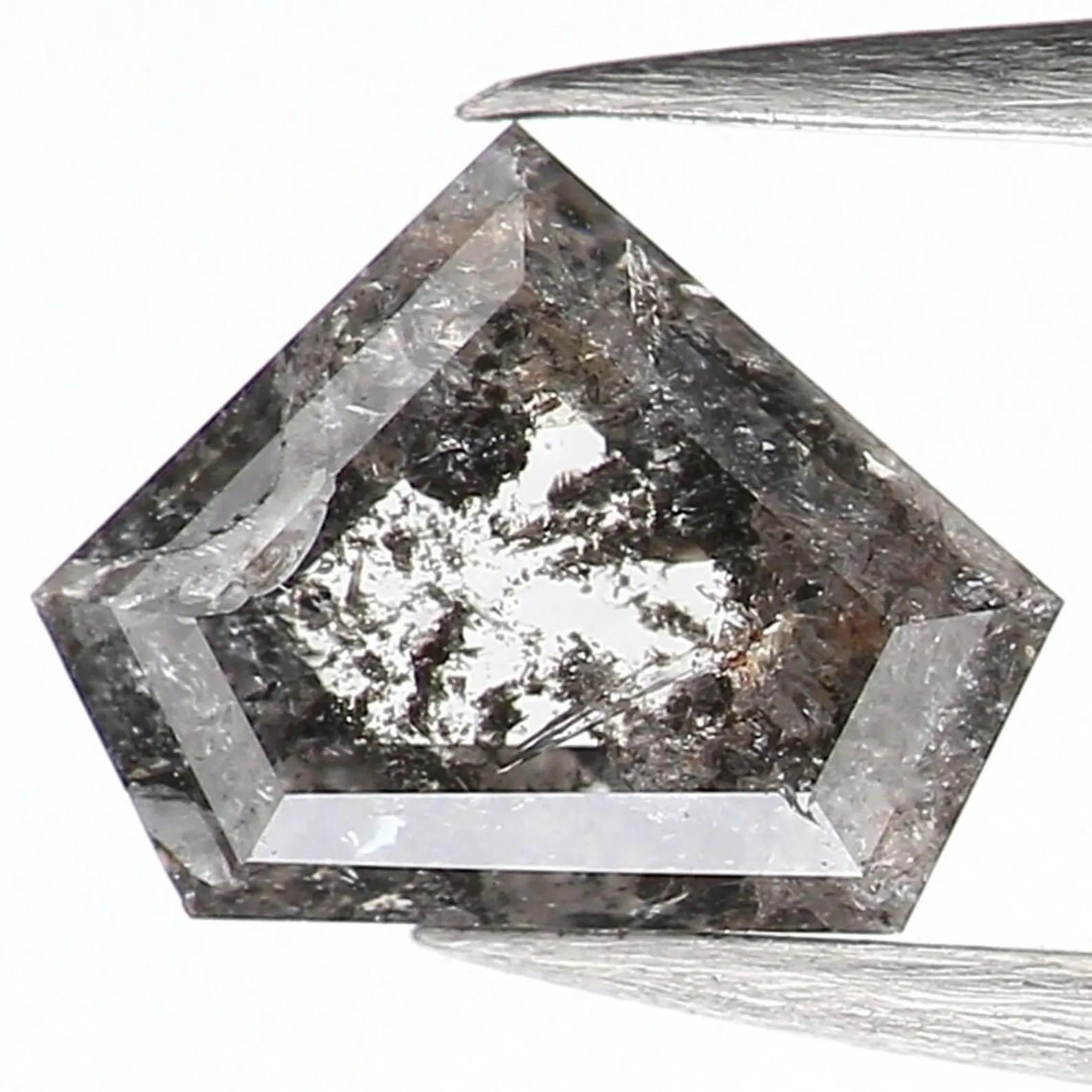 0.37 CT Natural Loose Shield Shape Diamond Salt And Pepper Shield Diamond 4.20 MM Natural Black Gray Color Shield Rose Cut Diamond NQ1184