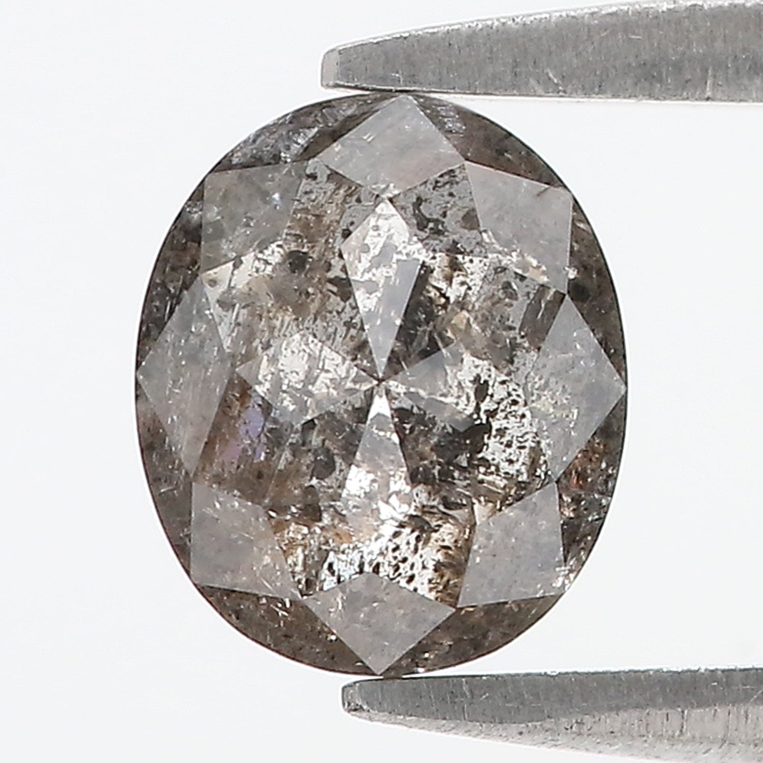 1.33 CT Natural Loose Oval Shape Diamond Salt And Pepper Oval Diamond 7.50 MM Natural Loose Black Grey Color Oval Rose Cut Diamond L3413