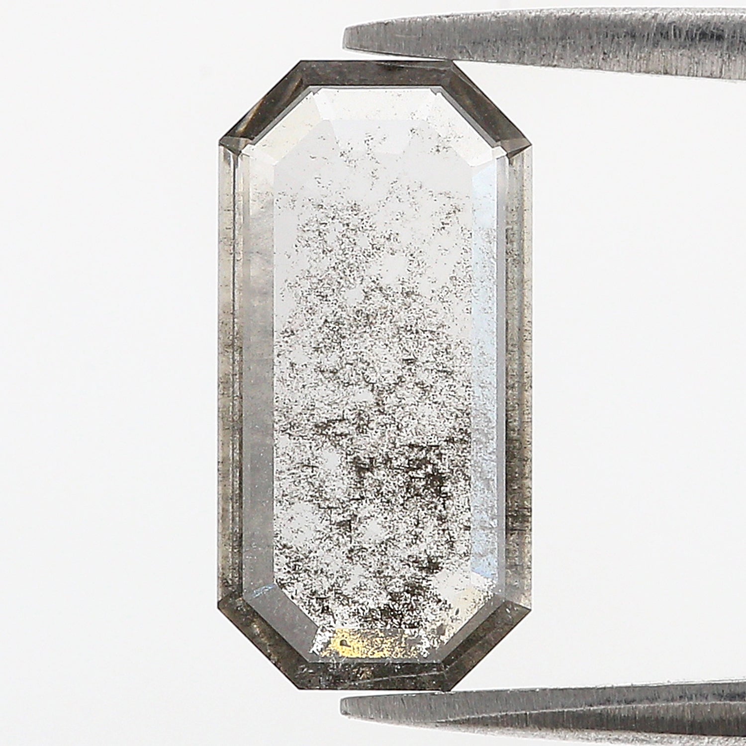 2.65 CT Emerald Rose Cut Salt And Pepper Lab Grown 14.45 MM Loose Diamond CVD Fancy Black Grey Color Lab Created Antique Cut Diamonds L3529