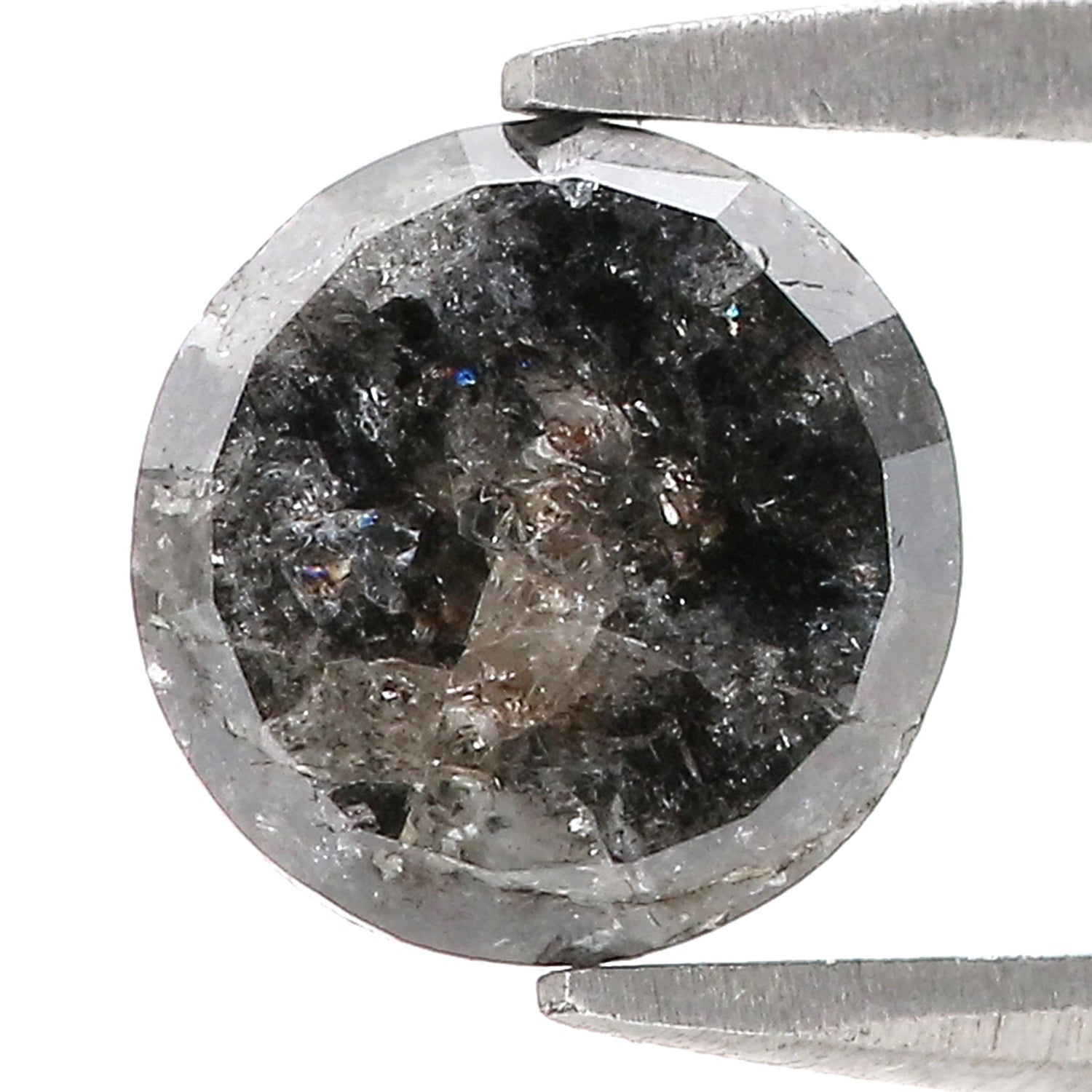 2.07 CT Natural Loose Round Rose Cut Diamond Salt And Pepper Round Diamond 7.65 MM Natural Loose Black Color Diamond Rose Cut Diamond LQ026