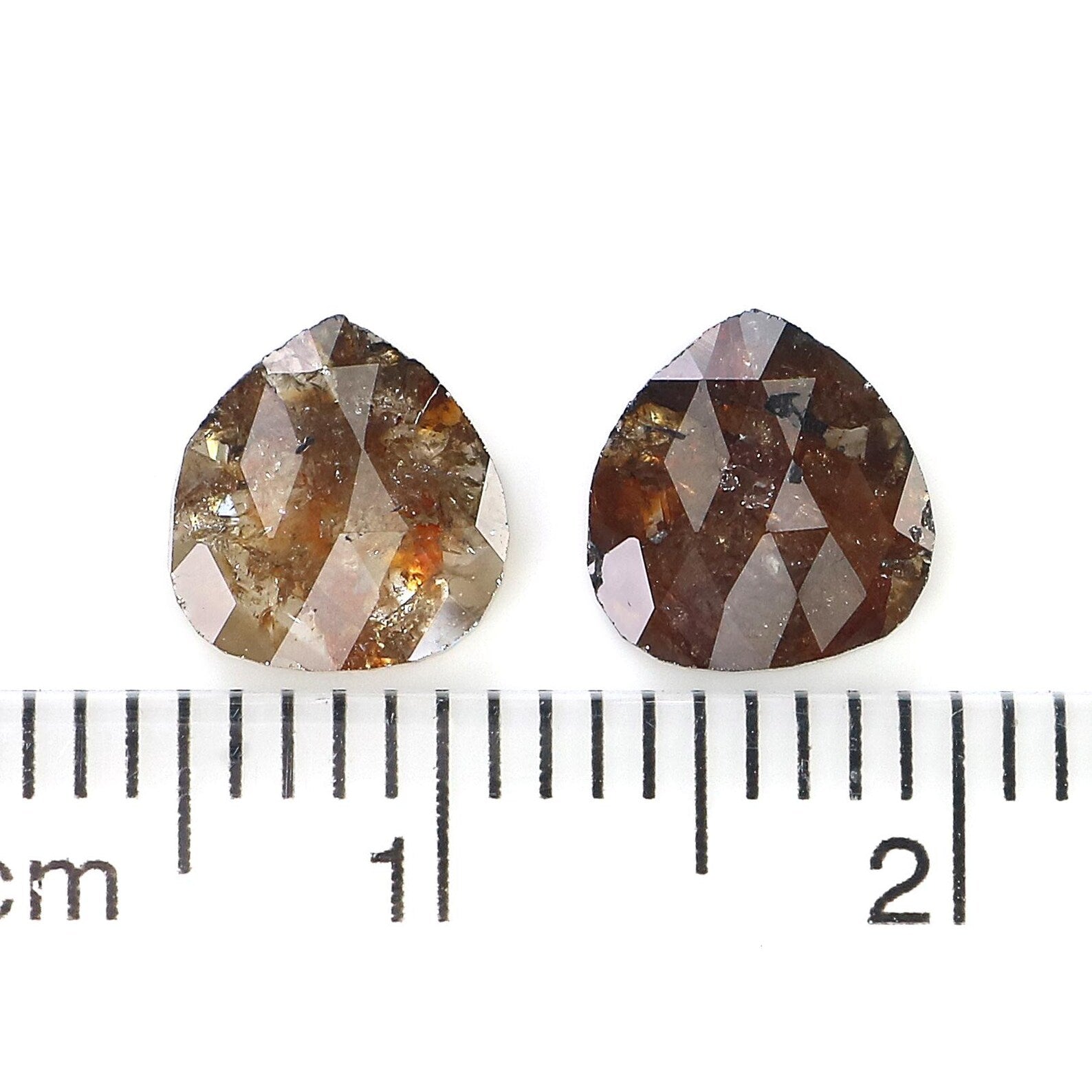 1.66 CT Natural Loose Heart Shape Pair Diamond Brown Color Heart Diamond 6.90 MM Natural Diamond Brown Color Heart Rose Cut Diamond NQ8367