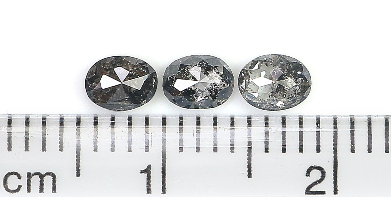 0.73 CT Natural Loose Oval Shape Diamond Salt And Pepper Oval Cut Diamond 4.25 MM Natural Black Grey Color Oval Rose Cut Diamond LQ2776