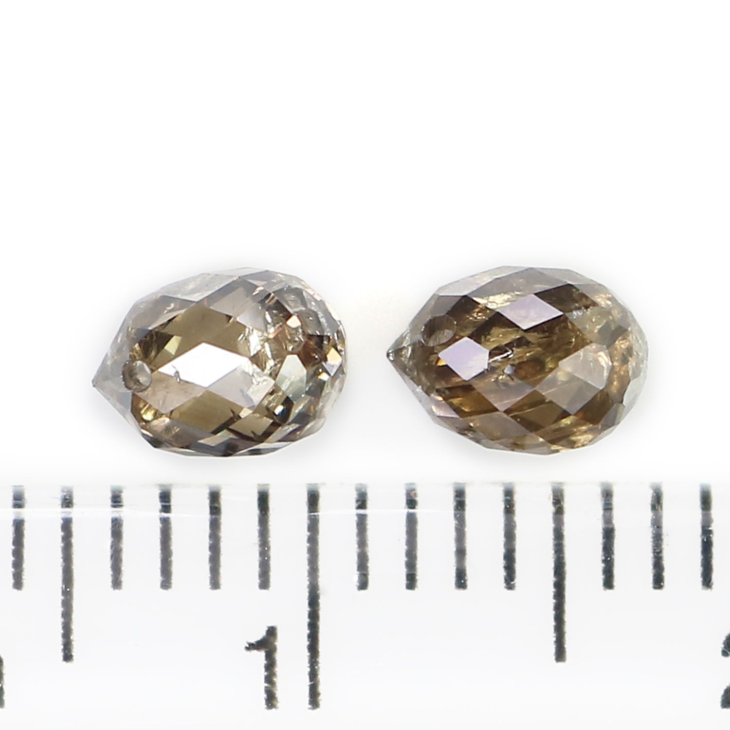 1.28 Ct Natural Loose Briolette Shape Diamond Brown Color Drop Cut Diamond 5.25 MM Natural Brown Diamond Briolette Rose Cut Diamond LQ148