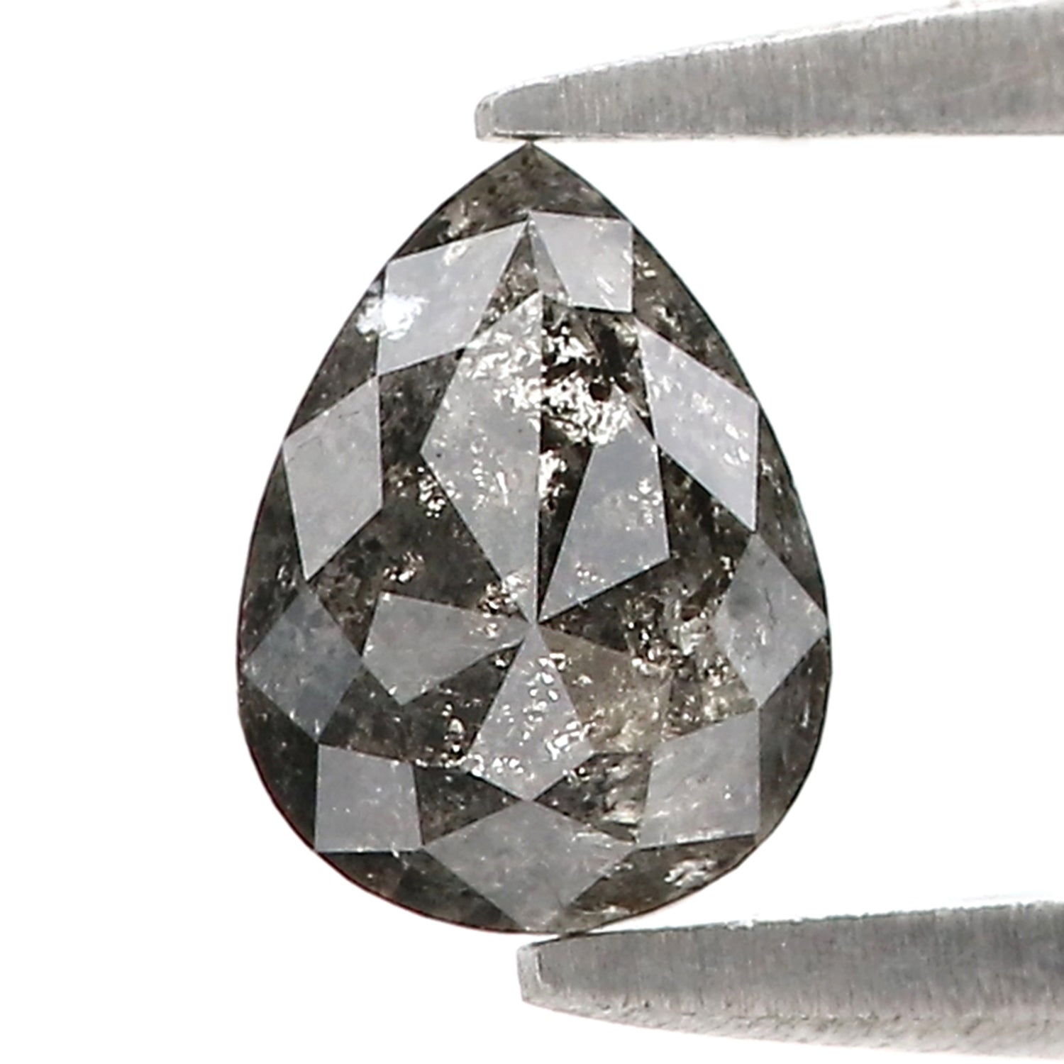 0.81 CT Natural Loose Pear Shape Diamond Salt And Pepper Pear Cut Diamond 6.70 MM Natural Black Grey Color Pear Rose Cut Diamond LQ3352