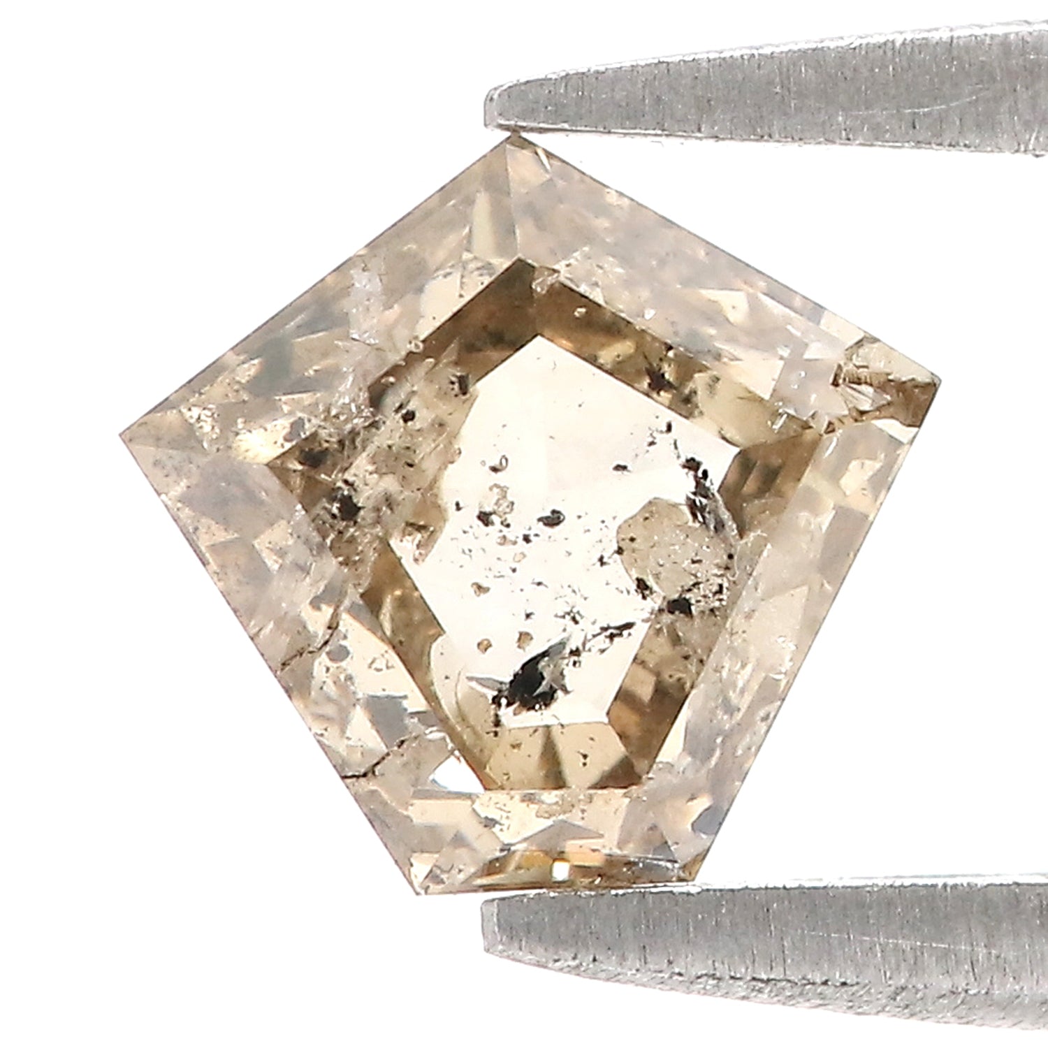 1.12 Ct Natural Loose Pentagon Shape Diamond Salt And Pepper Pentagon Diamond 7.10 MM Natural Loose Brown Pentagon Rose Cut Diamond QL9089