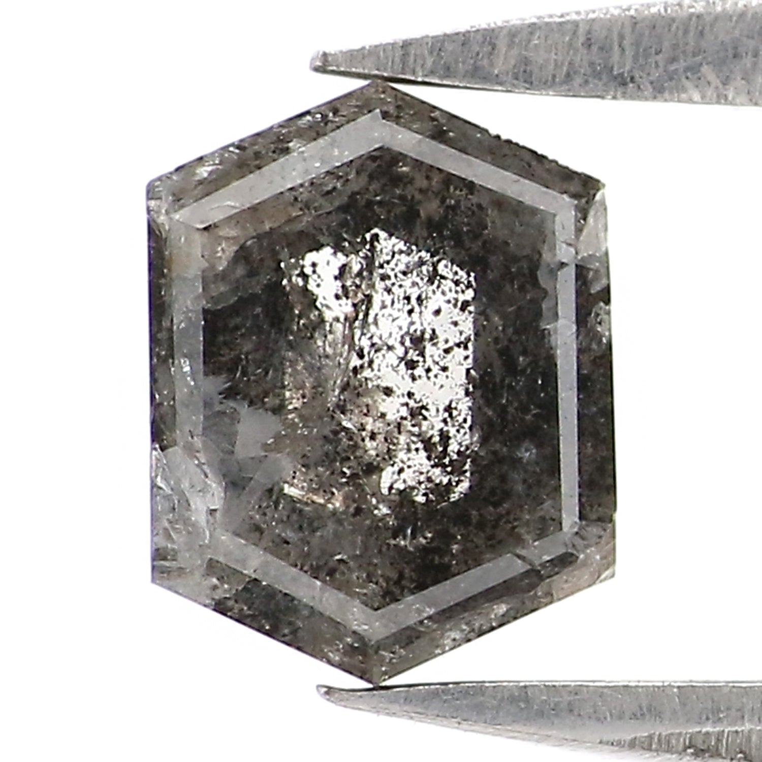 1.00 CT Natural Loose Hexagon Cut Diamond Salt And Pepper Hexagon Diamond 6.45 MM Natural Loose Black Grey Color Hexagon Cut Diamond LQ2964