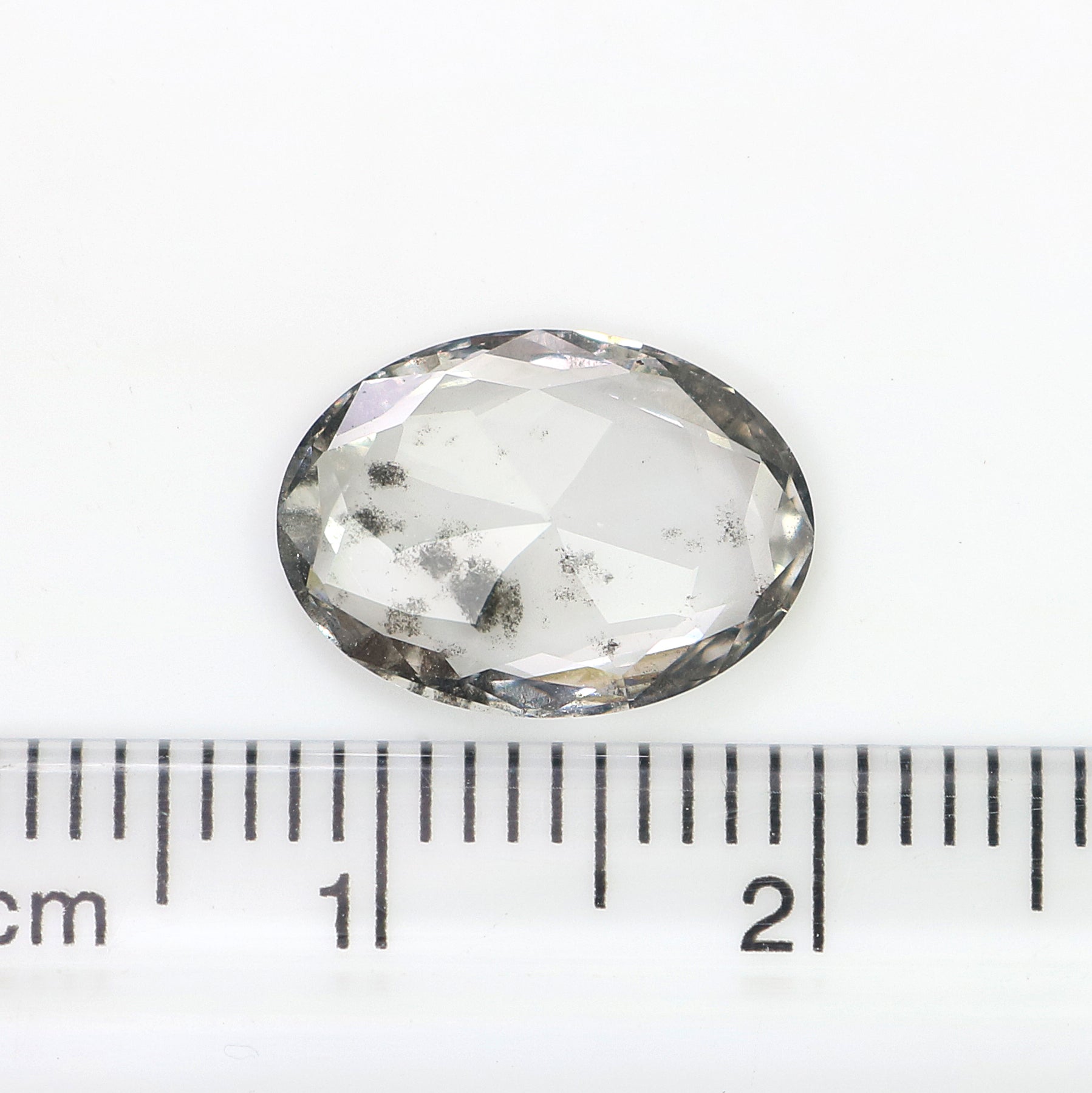 Lab Grown Oval Salt and Pepper Diamond 1.79 CT Loose Rose Cut CVD Black Grey Stone 12.30 MM Rustic Diamond For Custom Engagement Ring L3620