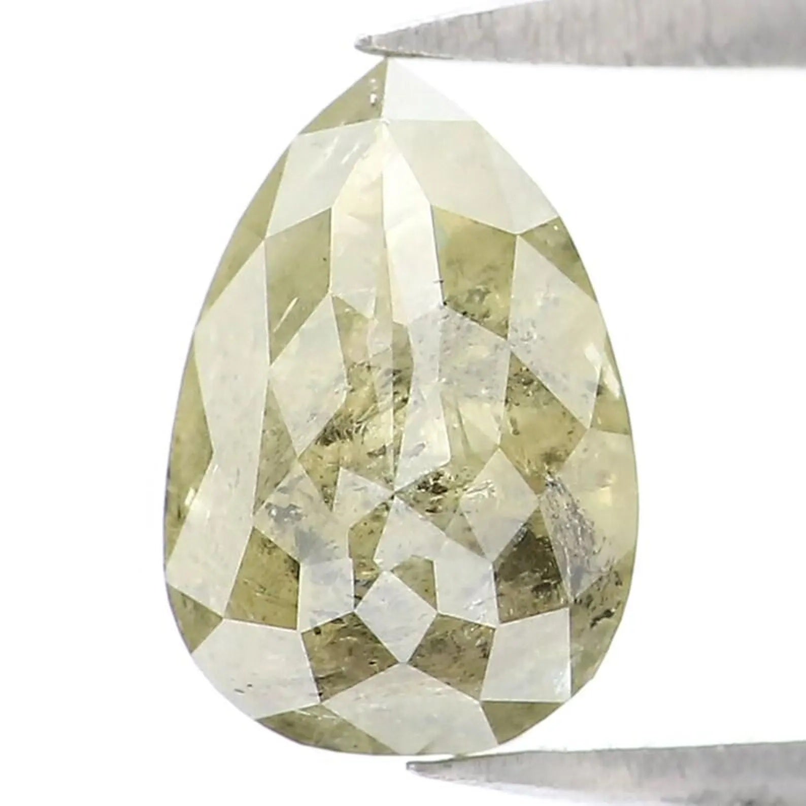 1.30 CT Natural Loose Pear Shape Diamond Yellow Color Pear Cut Diamond 7.90 MM Natural Diamond Green Color Pear Rose Cut Diamond NQ9110