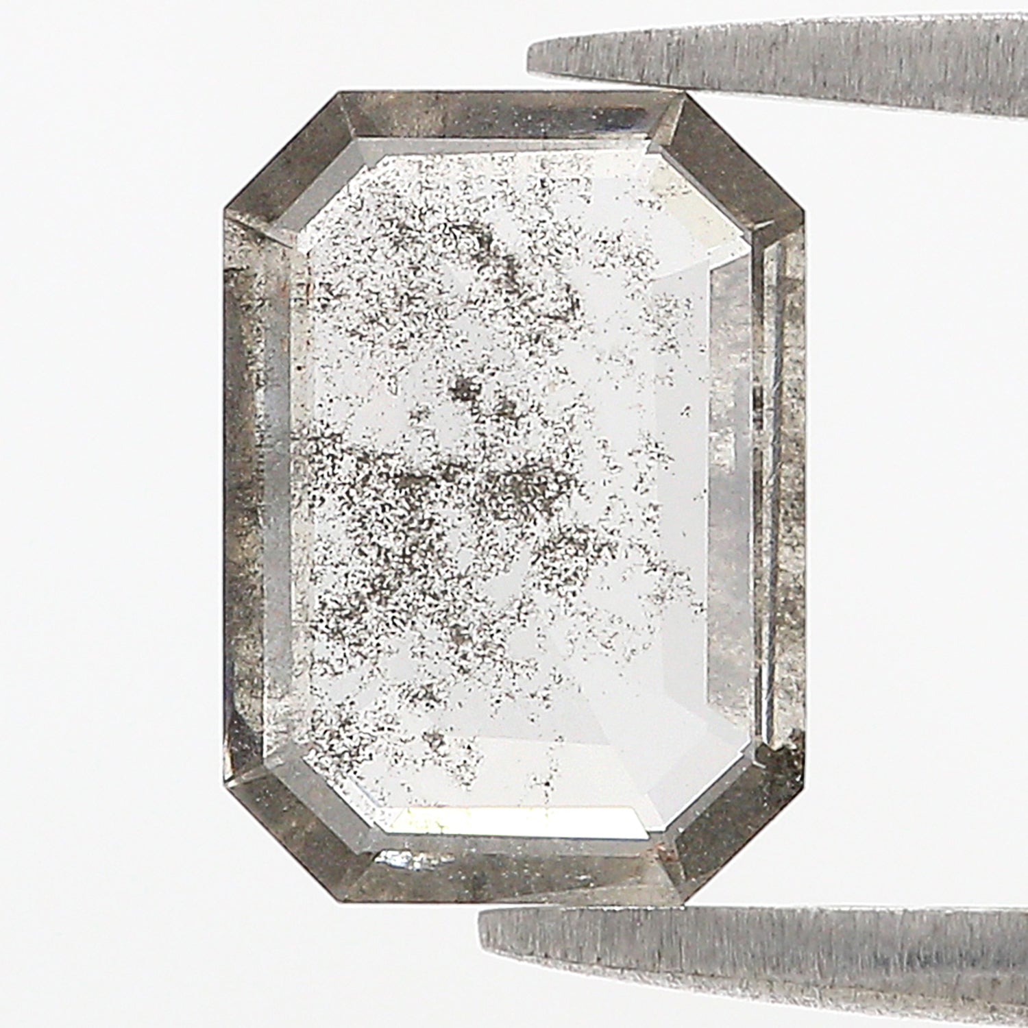 1.73 CT Emerald Rose Cut Salt And Pepper Lab Grown 10.65 MM Loose Diamond CVD Fancy Black Grey Color Lab Created Antique Cut Diamonds L3530