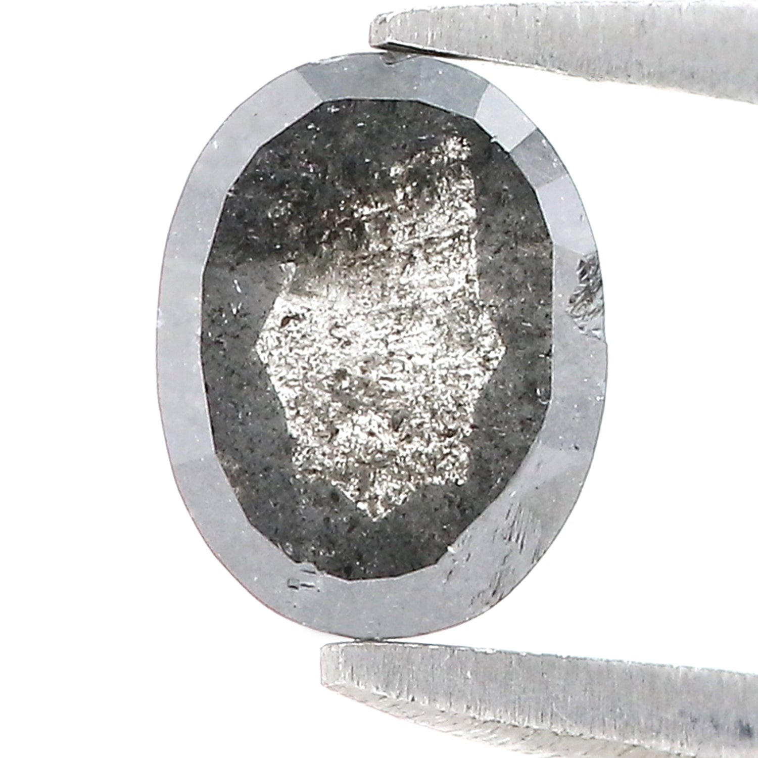 0.87 CT Natural Loose Oval Shape Diamond Salt And Pepper Oval Rose Cut Diamond 6.70 MM Black Grey Color Oval Shape Rose Cut Diamond LQ2059