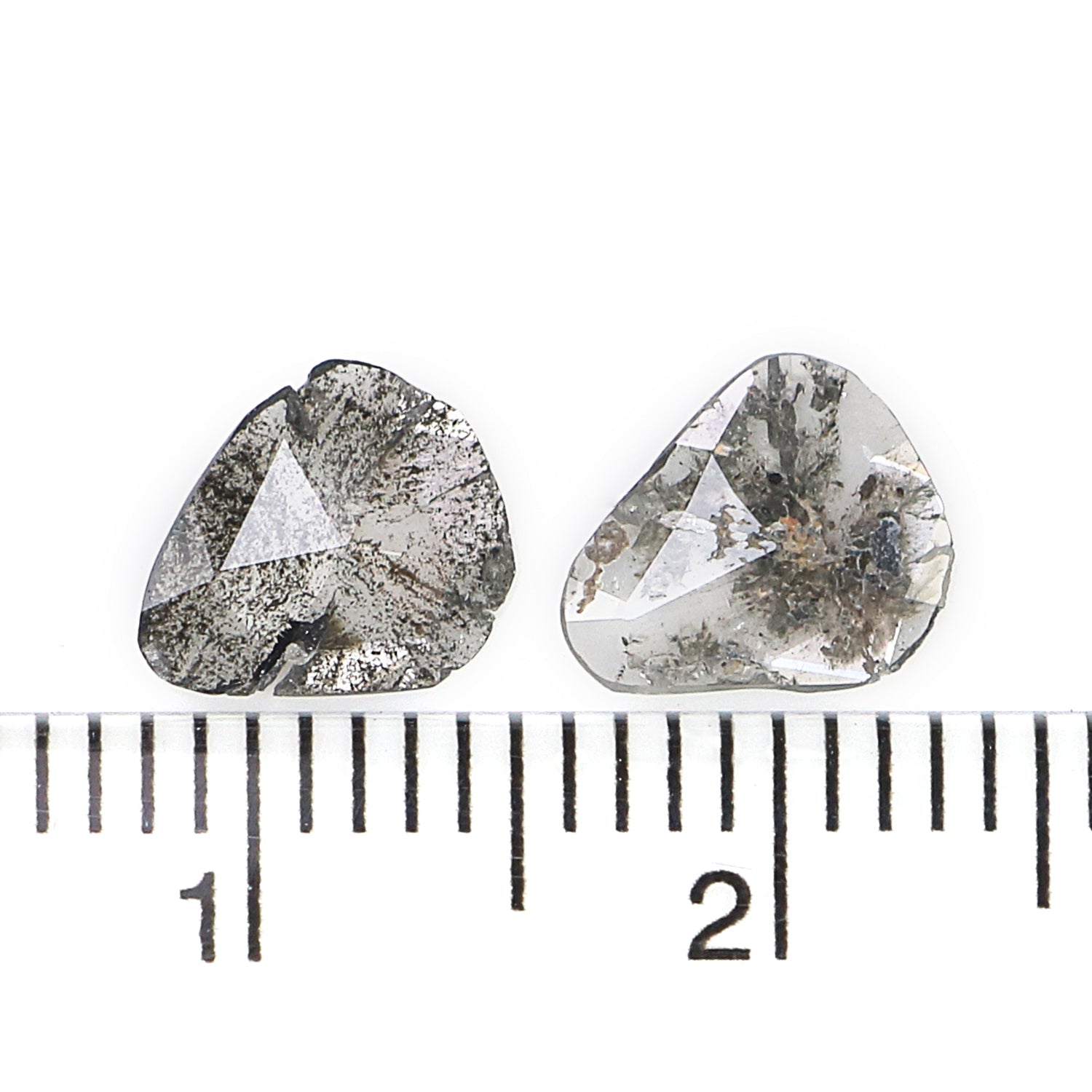 0.72 CT Natural Loose Slice Shape Diamond Salt And Pepper Uncut Diamond 7.60 MM Natural Black Grey Color Slice Irregular Cut Diamond N2645