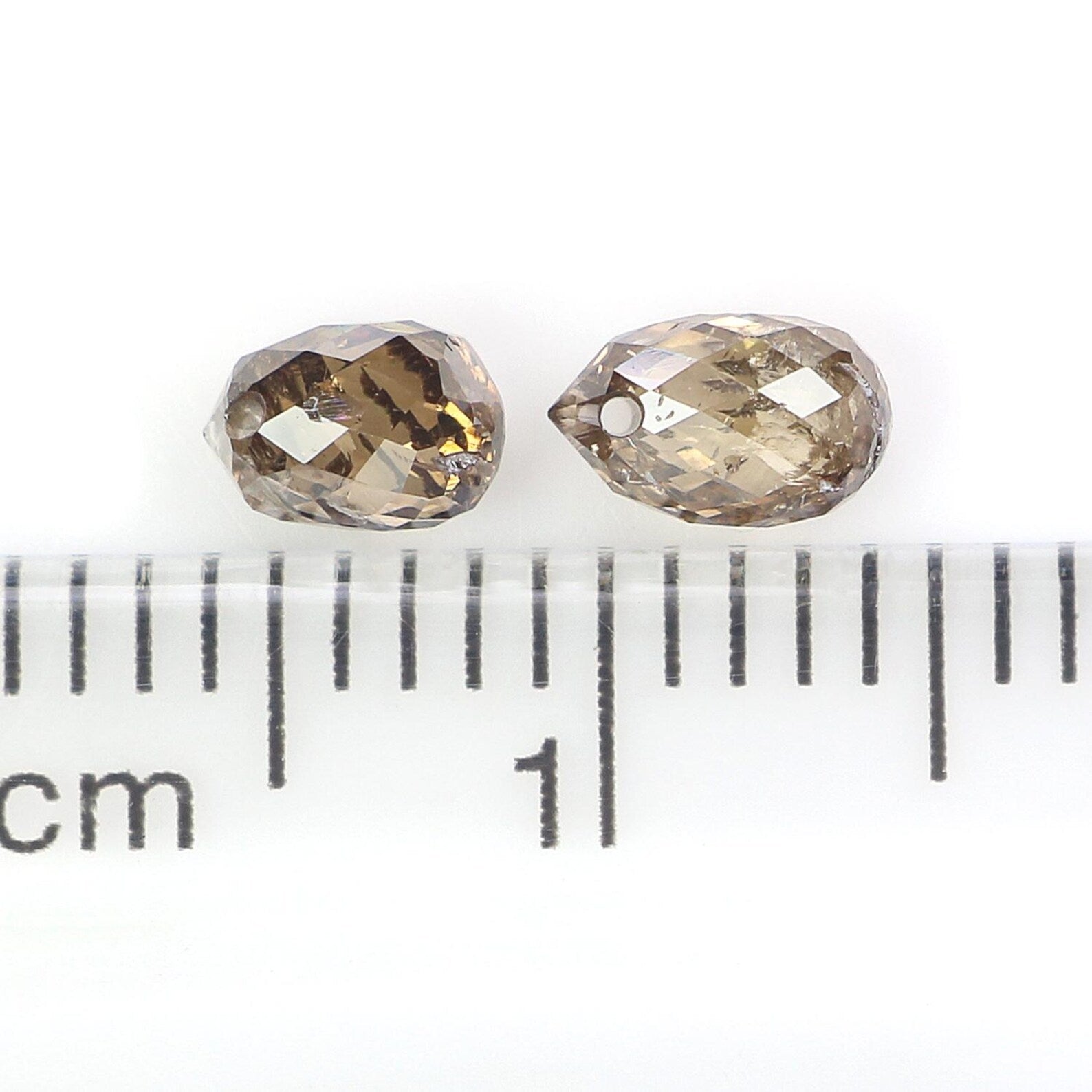 0.88 CT Natural Loose Drop Shape Pair Diamond Brown Color Briolette Diamond 4.65 MM Natural Brown Color Diamond Drop Rose Cut Diamond NQ721