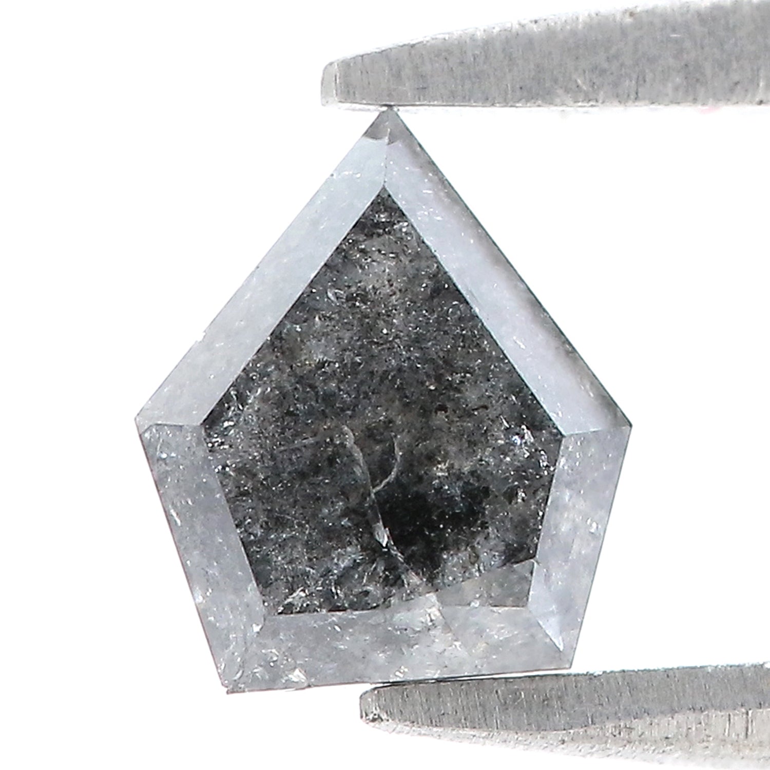 0.80 CT Natural Loose Shield Diamond Black Grey Color Diamond 6.60 MM Natural Loose Diamond Salt And Pepper Shield Rose Cut Diamond QL7662