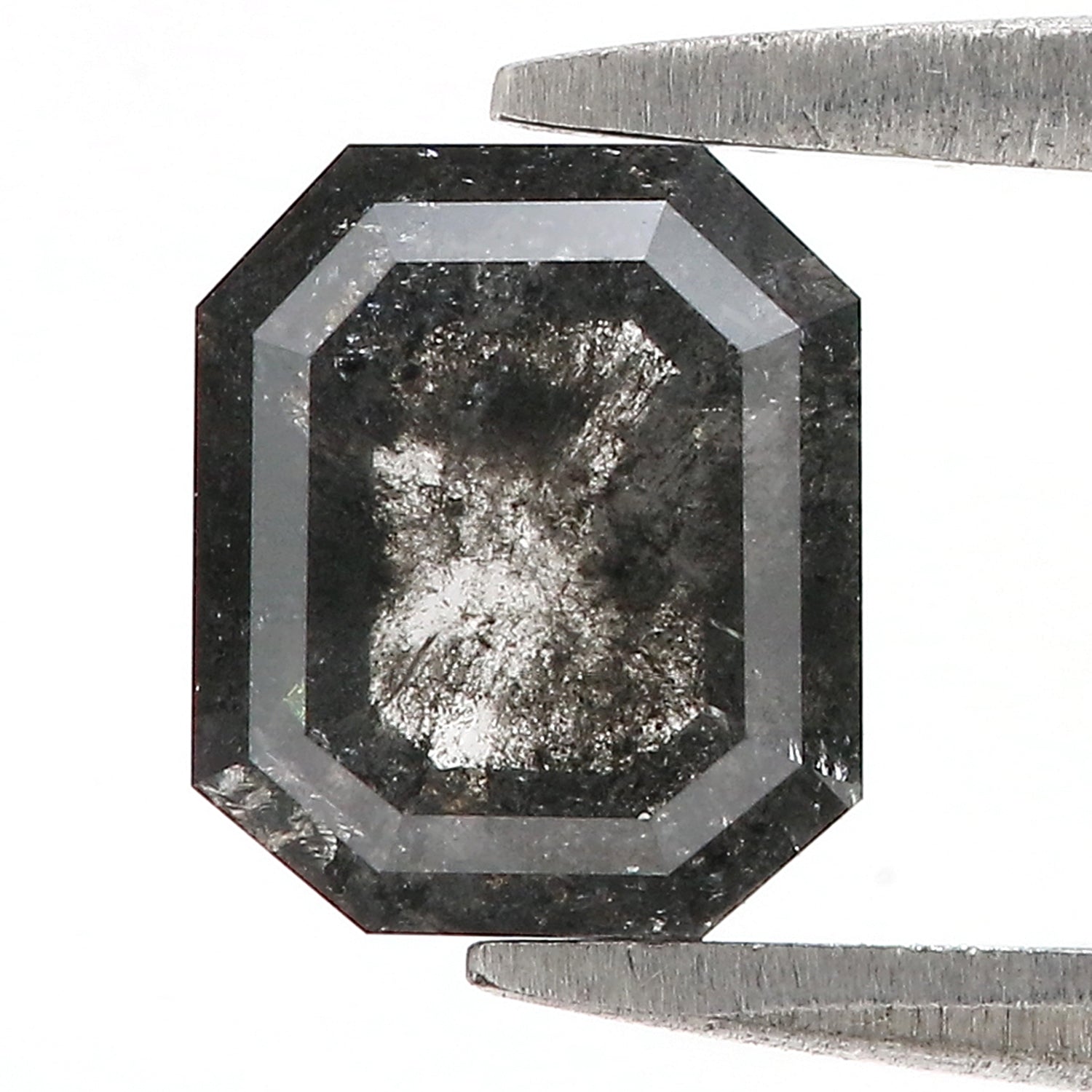 1.70 CT Natural Loose Emerald Cut Diamond Salt And Pepper Emerald Diamond 7.20 MM Natural Loose Black Grey Color Emerald Cut Diamond QL187