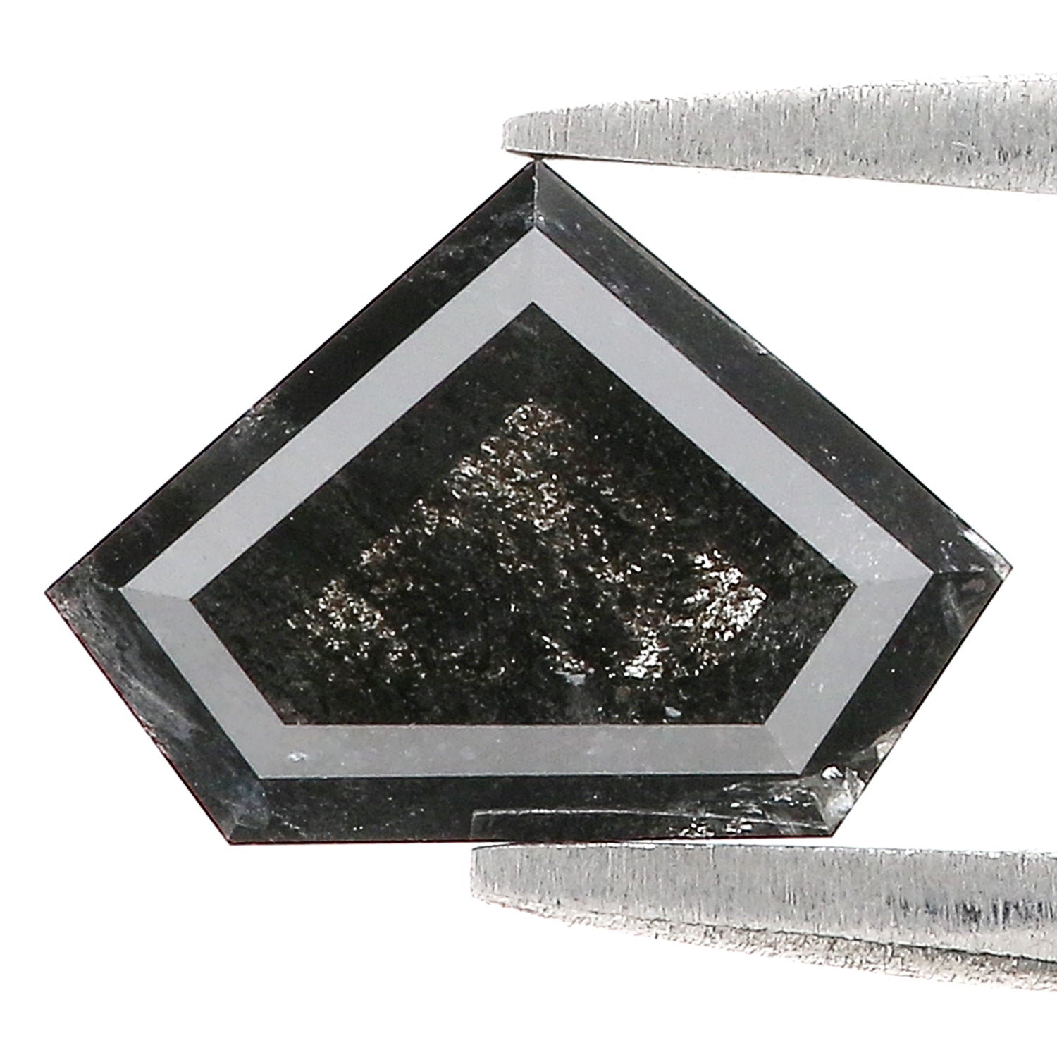 1.97 Ct Natural Loose Shield Shape Diamond Salt And Pepper Shield Cut Diamond 7.30 MM Black Gray Color Shield Shape Rose Cut Diamond QL700