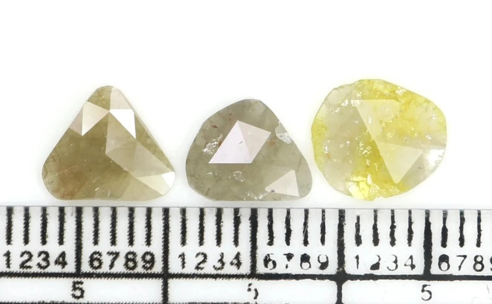 1.58 CT Natural Loose Slice Shape Diamond Yellow Color Irregular Cut Diamond 7.85 MM Natural Loose Gray Color Slice Rose Cut Diamond NQ2208