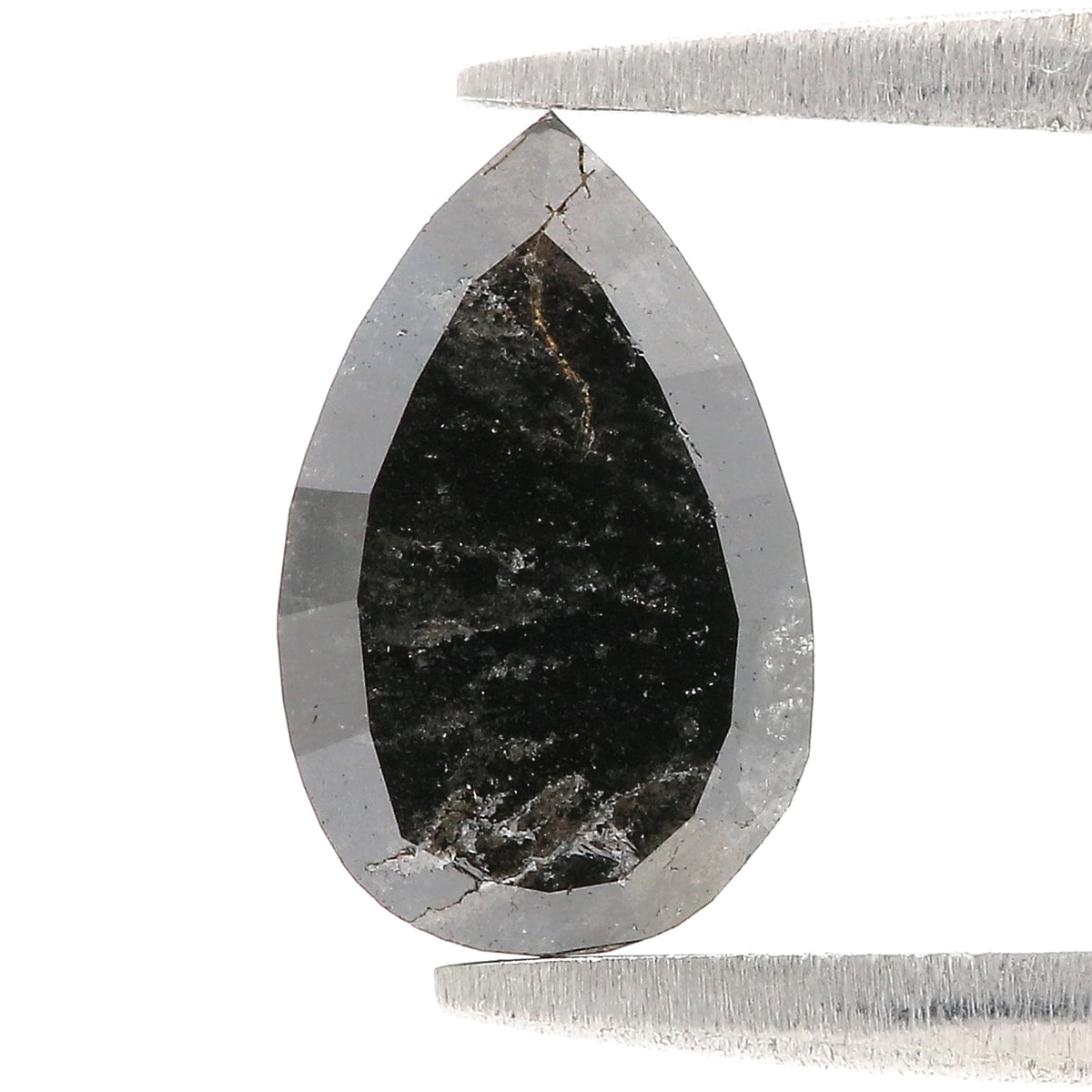 1.23 CT Natural Loose Pear Shape Diamond Salt And Pepper Pear Diamond 9.60 MM Natural Loose Black Grey Color Pear Rose Cut Diamond NQ2028