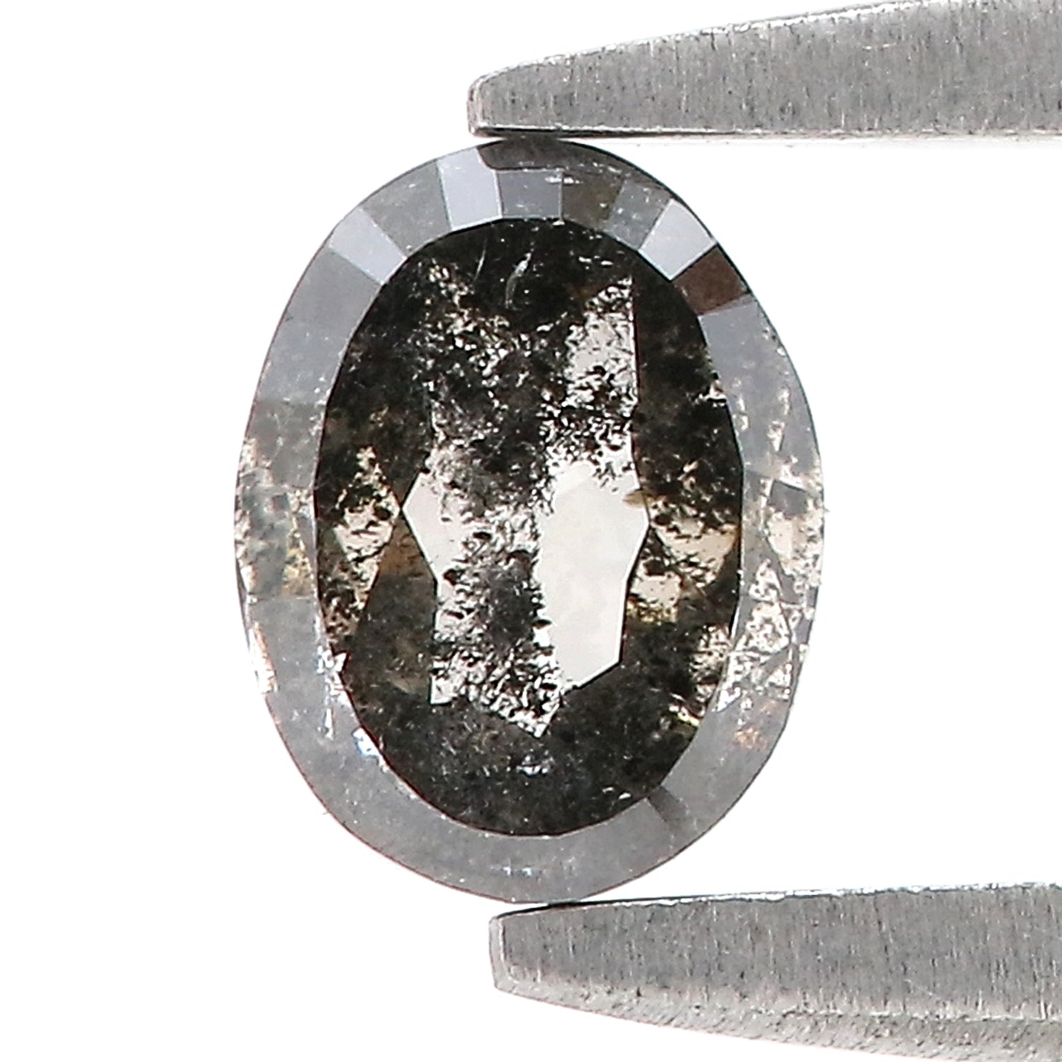 0.39 CT Natural Loose Oval Shape Diamond Salt And Pepper Oval Diamond 5.25 MM Natural Loose Black Grey Color Oval Rose Cut Diamond LQ8987