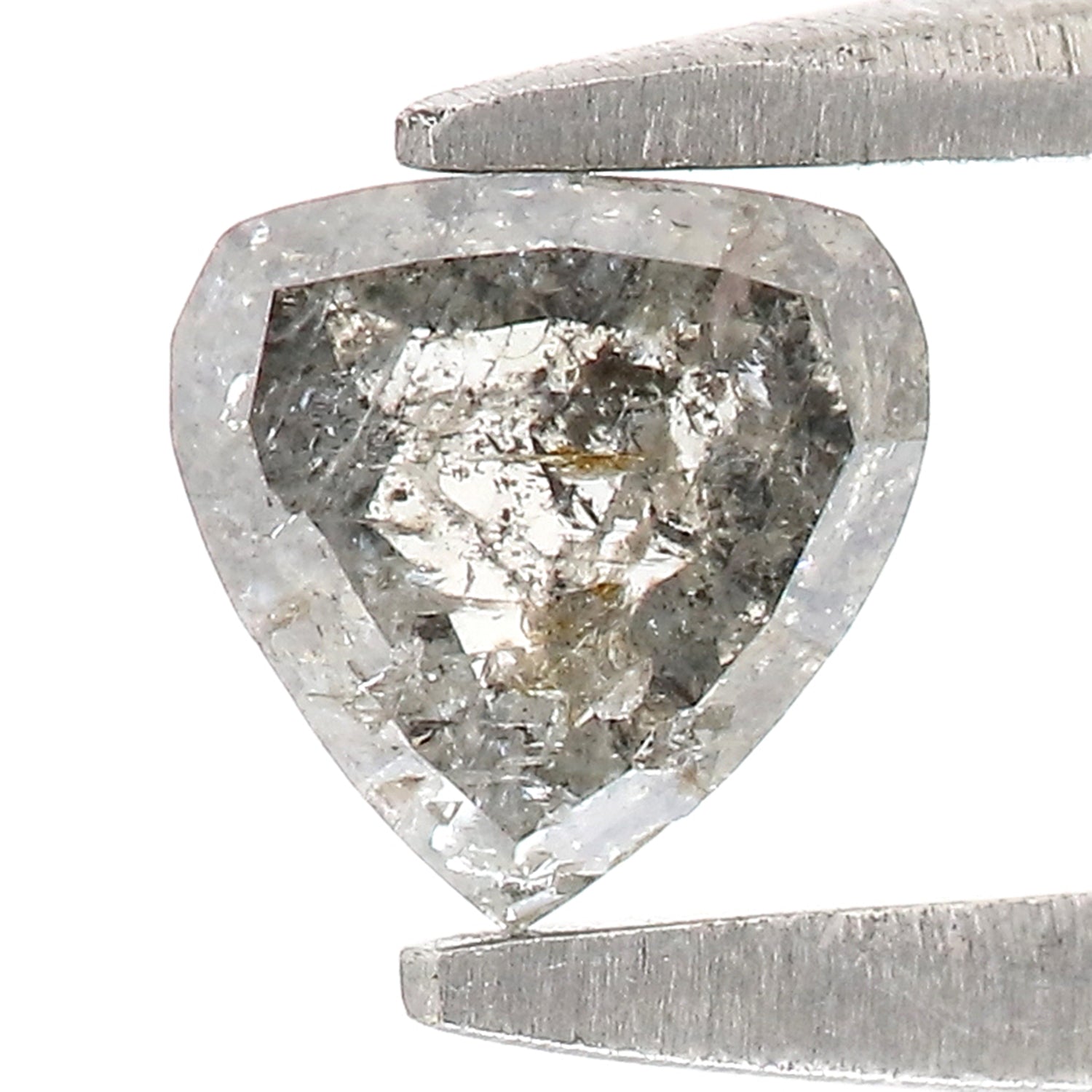 0.50 CT Natural Loose Heart Shape Diamond Salt And Pepper Heart Rose Cut Diamond 4.85 MM Black Grey Color Heart Cut Rose Cut Diamond QL7880