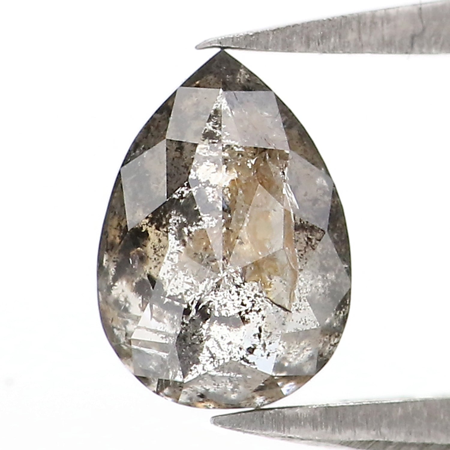 Natural Loose Pear Diamond, Salt And Pepper Pear Diamond, Natural Loose Pear Diamond, Pear Rose Cut Diamond, 0.85 CT Pear Cut Diamond KDL2866