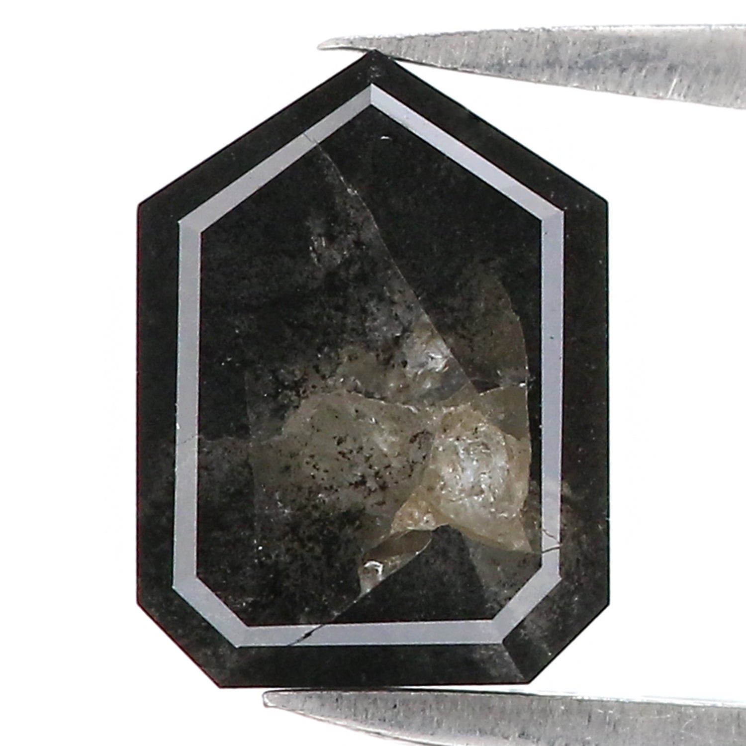 2.05 Ct Natural Loose Shield Shape Diamond Salt And Pepper Shield Cut Diamond 8.50 MM Black Gray Color Shield Shape Rose Cut Diamond QL8057