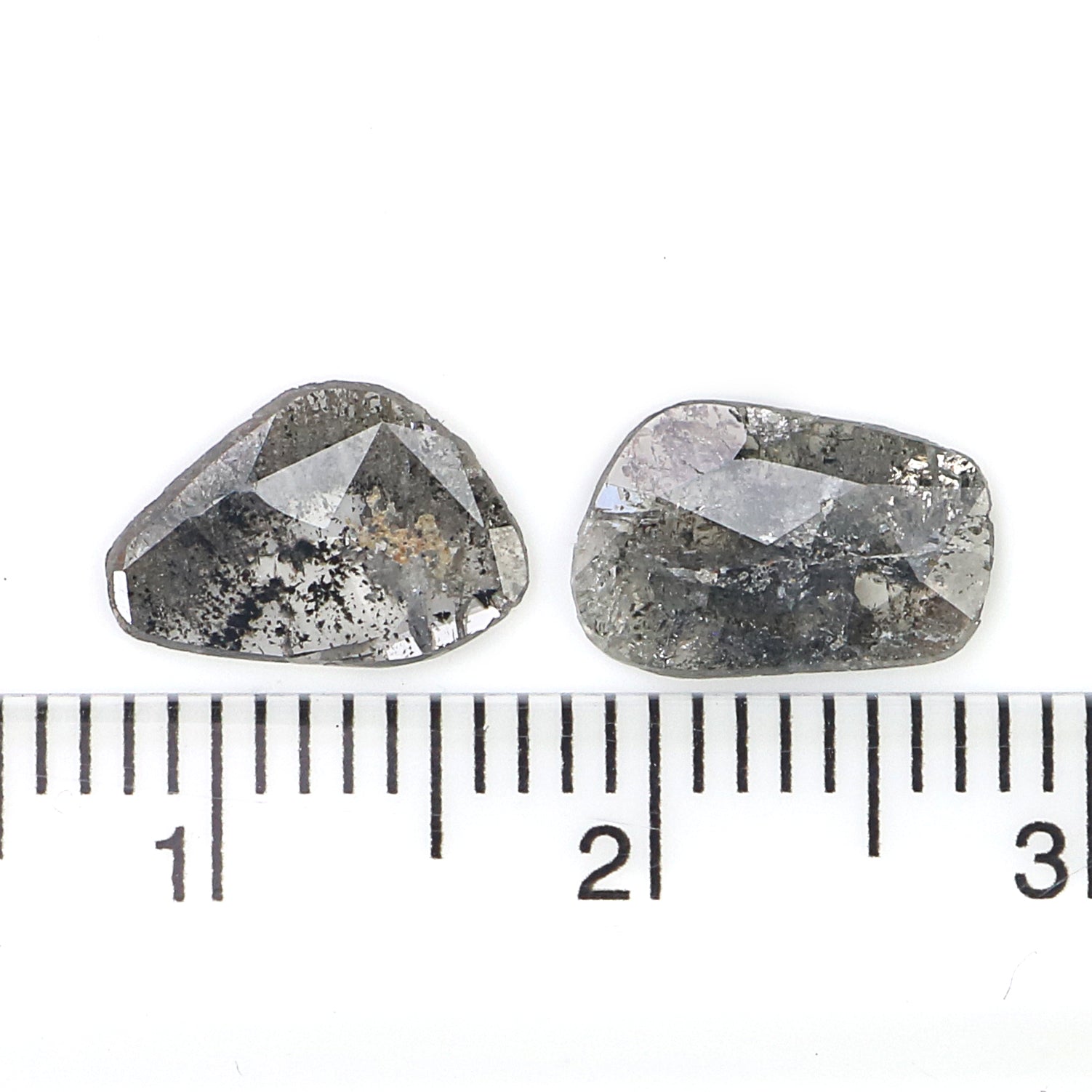 1.21 CT Natural Loose Slice Shape Diamond Salt And Pepper Slice Uncut Diamond 9.55 MM Natural Black Grey Diamond Irregular Cut Diamond L3589