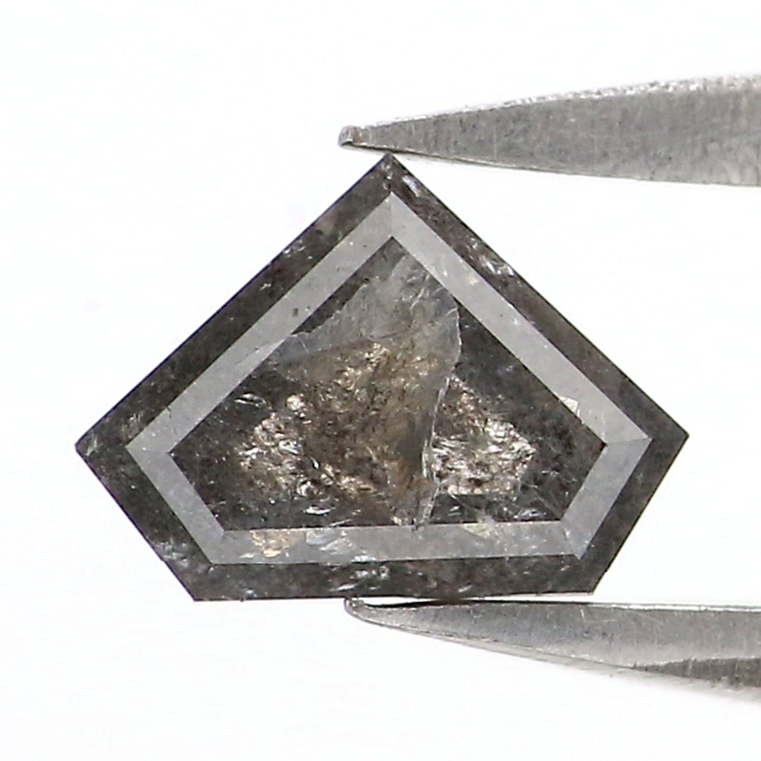 0.47 Ct Natural Loose Shield Shape Diamond Salt And Pepper Shield Diamond 4.55 MM Natural Black Gray Color Shield Rose Cut Diamond KQ2707