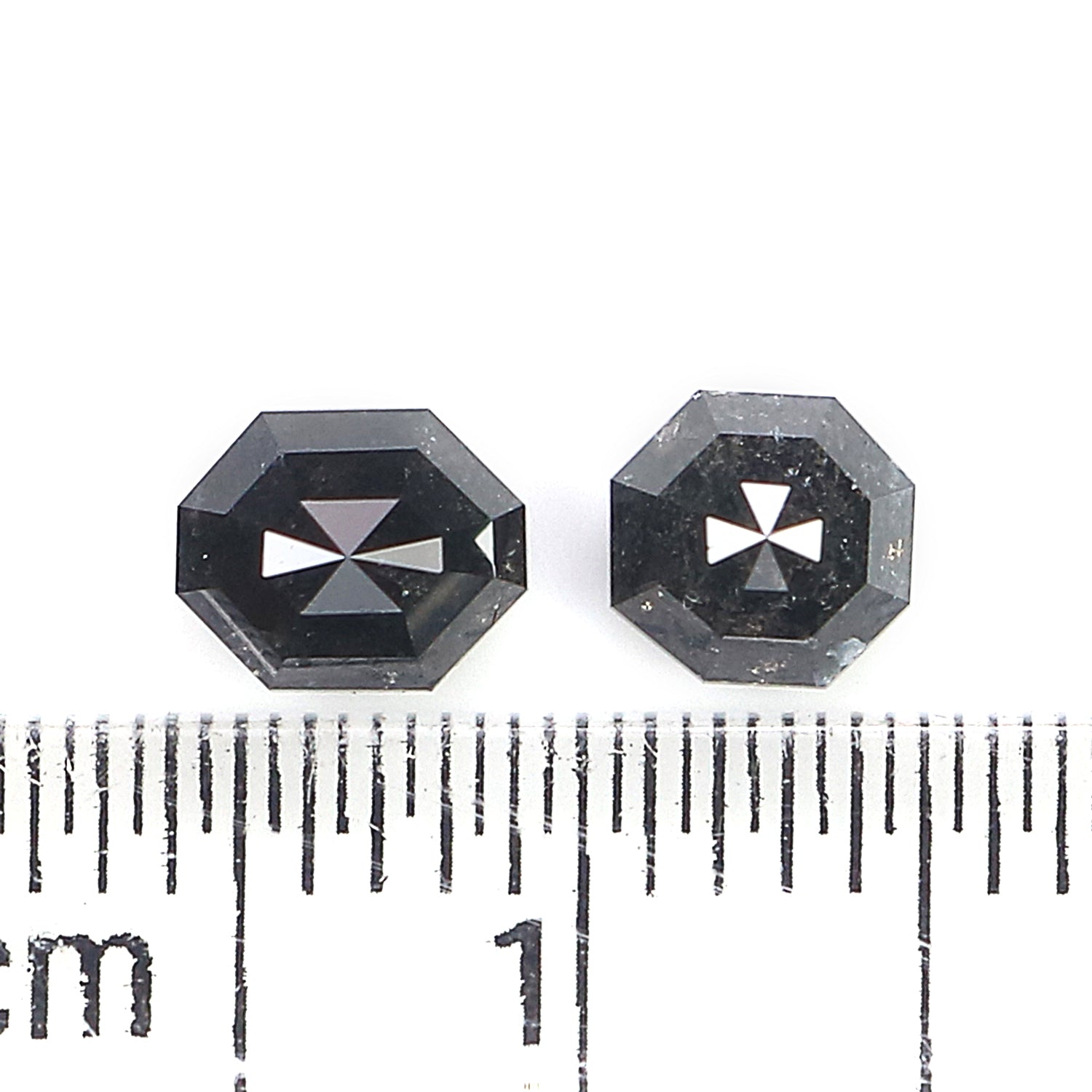 0.96 CT Natural Loose Octagon Cut Pair Diamond Salt And Pepper Octagon Diamond 4.50 MM Natural Black Grey Octagon Rose Cut Diamond LQ9560